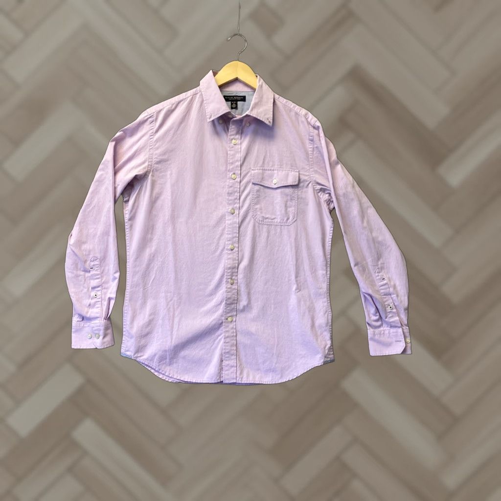 Banana Republic Banana Republic Men's M Fit Long Sleeve Button-Up Shirt Lavender Solid Classic Preppy Size US M / EU 48-50 / 2 - 1 Thumbnail