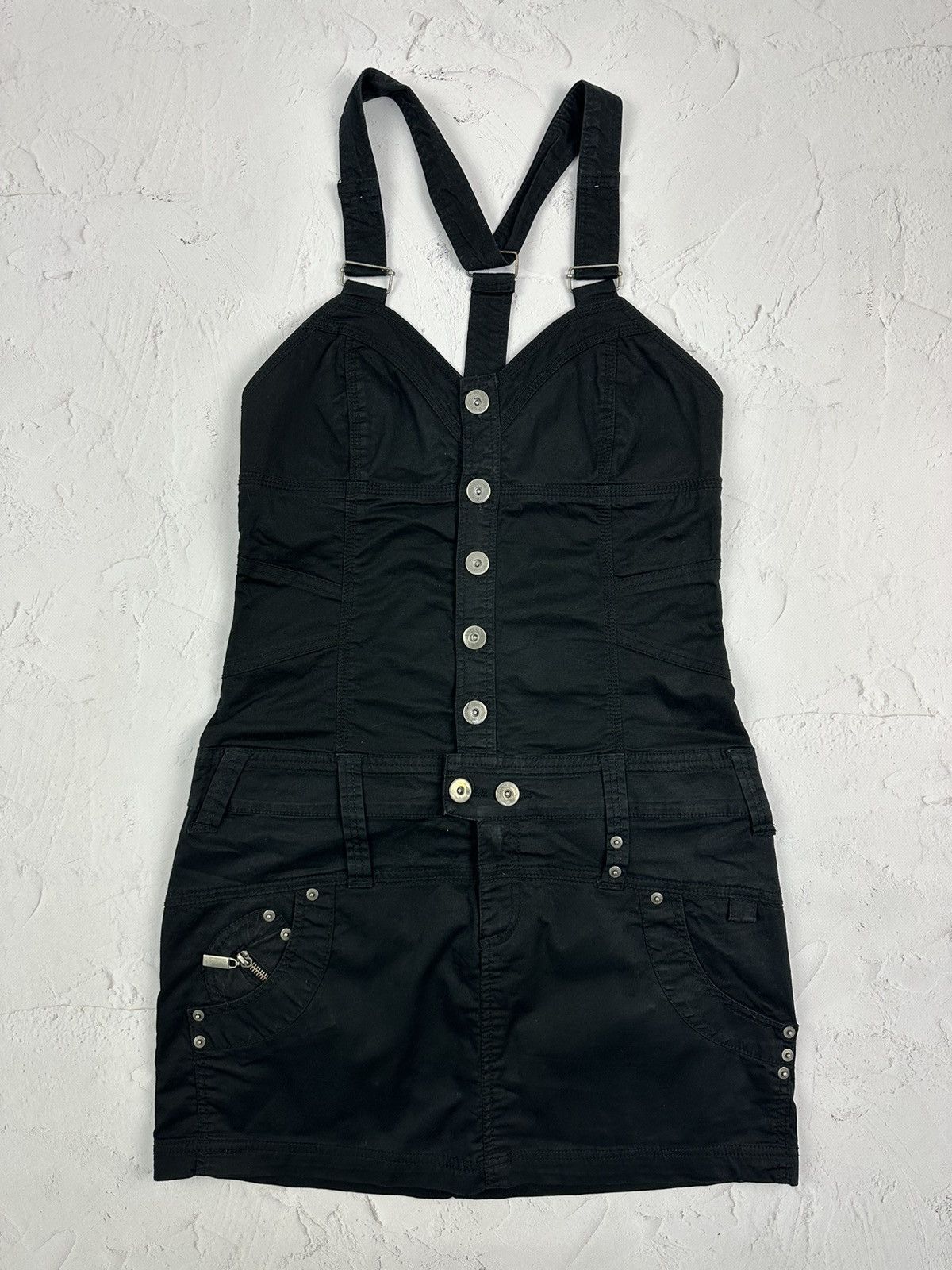 Japanese Brand × Vintage Vintage Black Denim Dress Size XS / US 0-2 / IT 36-38 - 1 Thumbnail