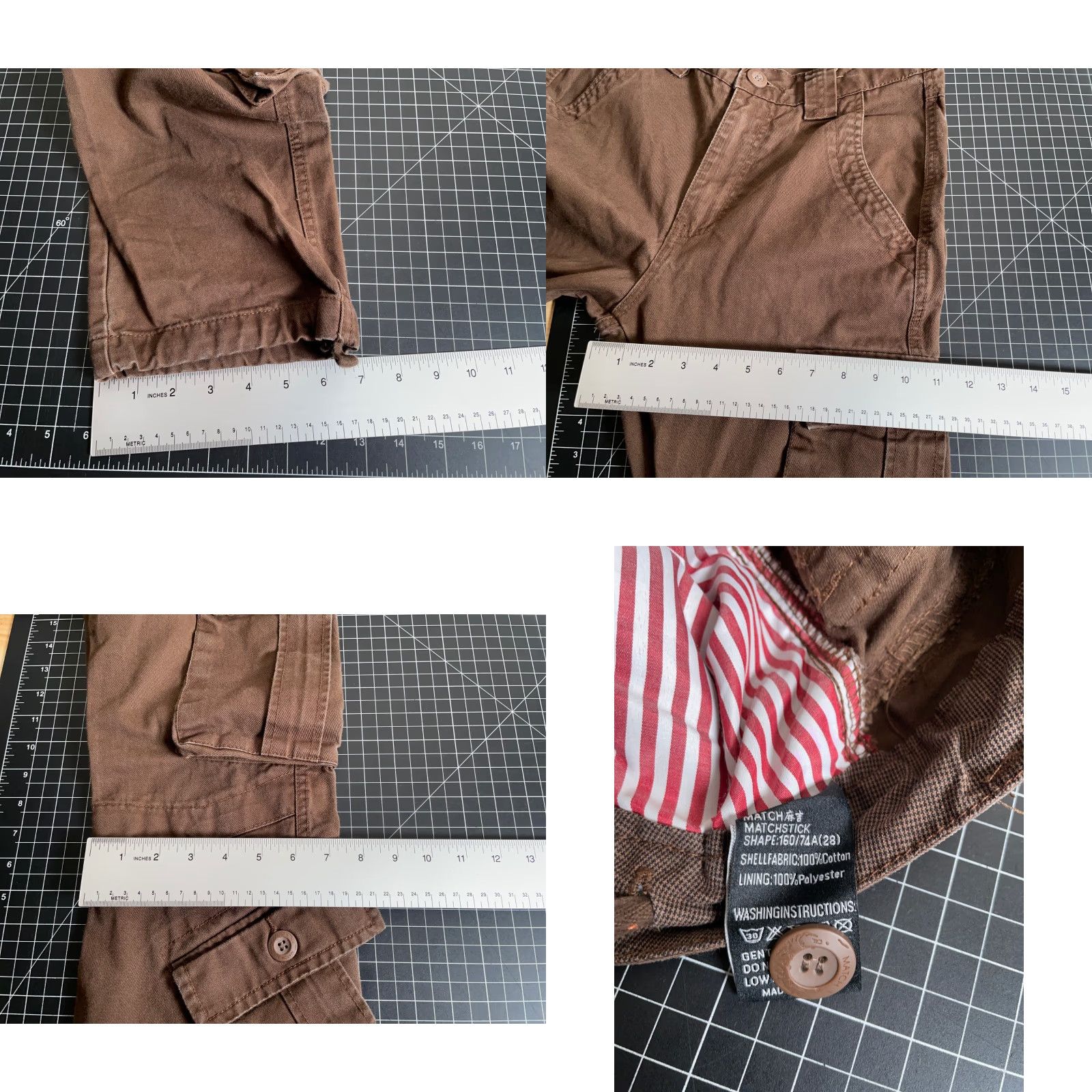 Vintage Matchstick Paratrooper Cargo Pants Men's 29 x 30 Brown Drawstring Tactical Cargo Pocket Pants Size US 29 - 8 Thumbnail