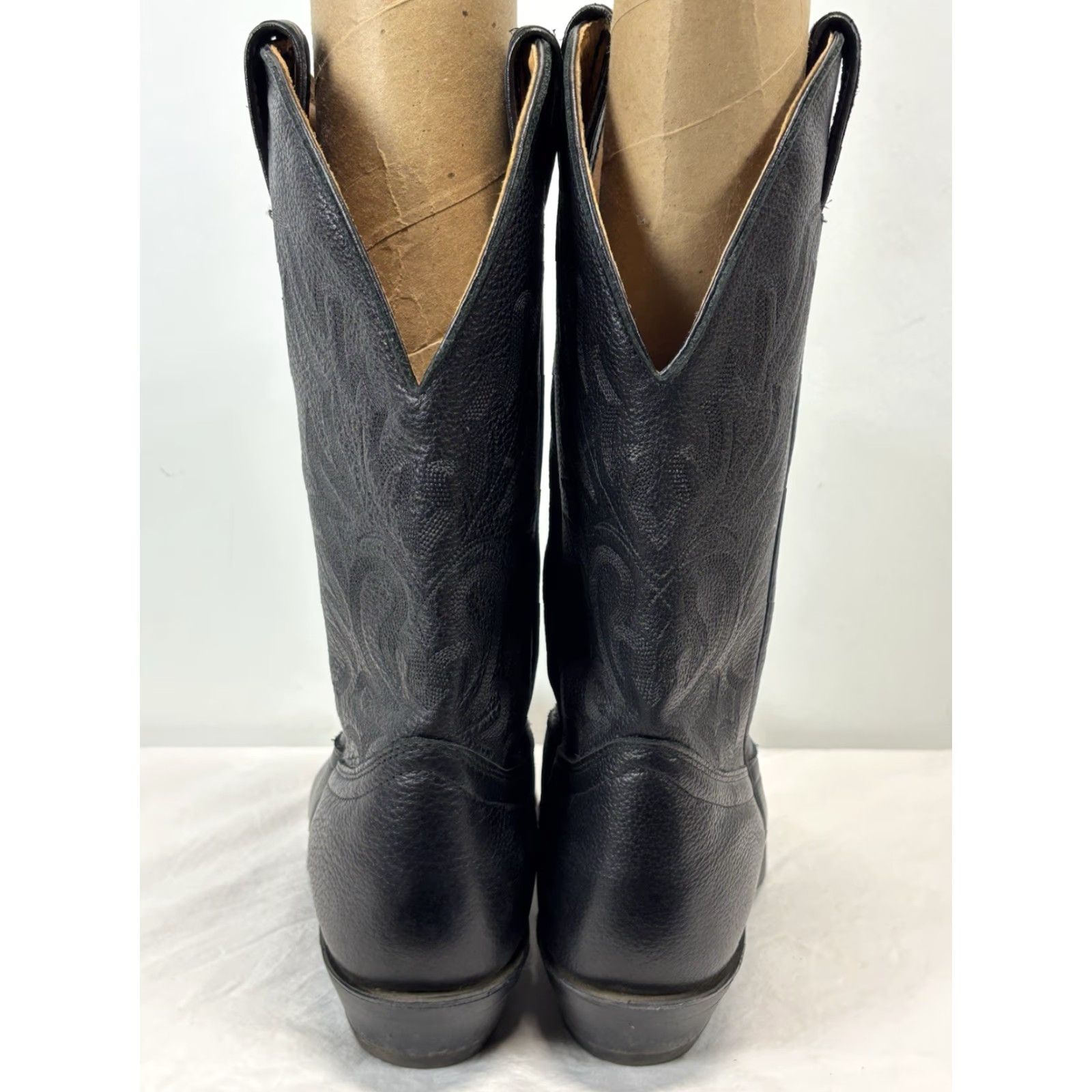 Vintage BOULET Black Leather Cowboy Boots Western 10.5 E Mid-Calf Made in Canada Mens Size US 11 / EU 44 - 4 Thumbnail