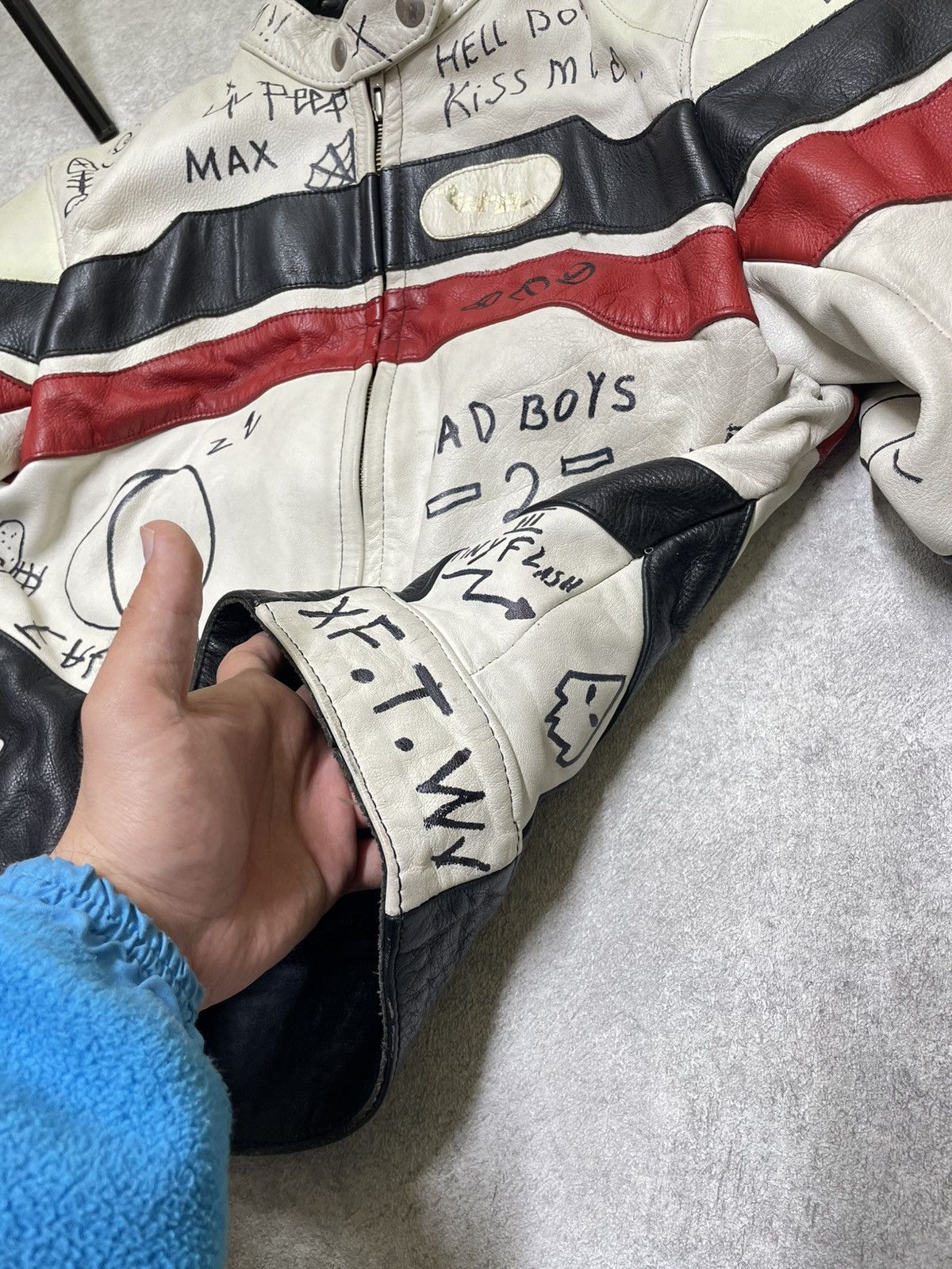 NASCAR Y2K Japan Custom Lil Peep Leather Moto Jacket Size US M / EU 48-50 / 2 - 4 Thumbnail