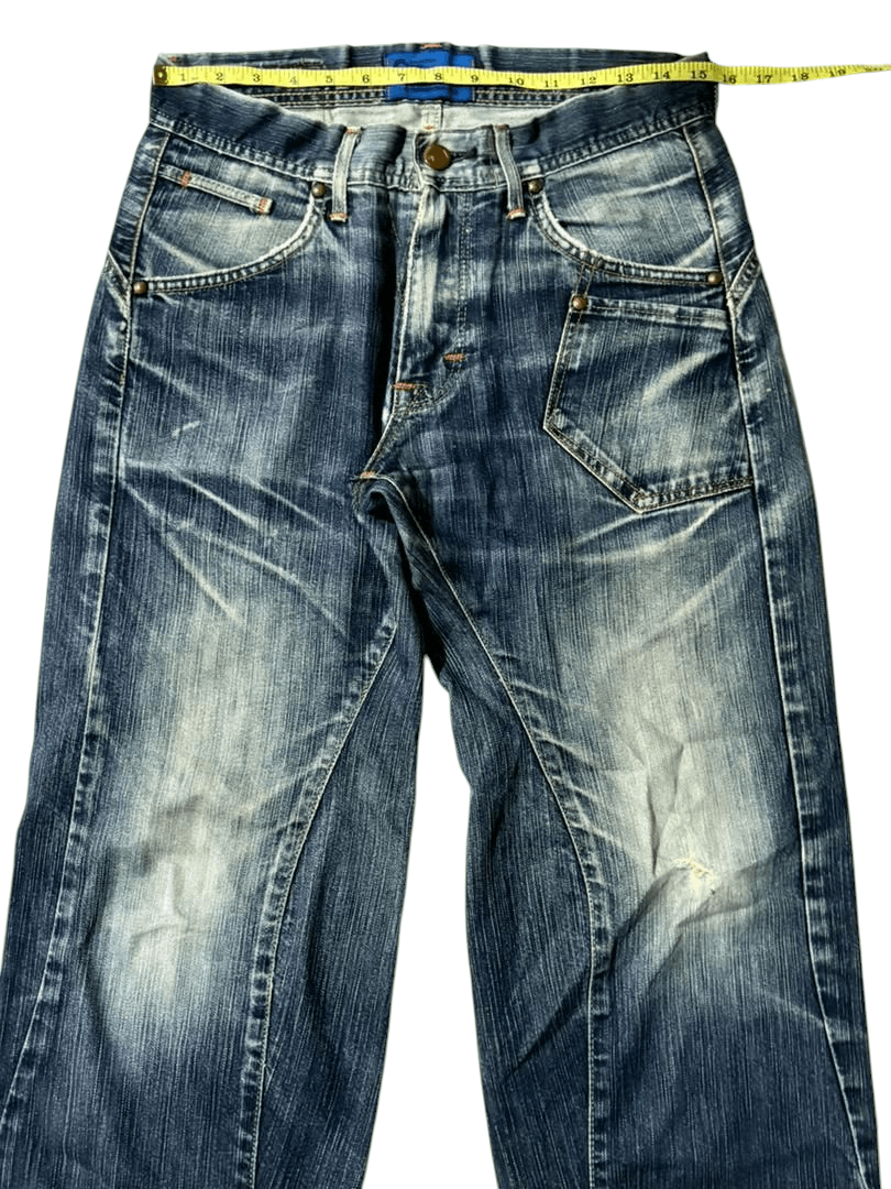 Edwin Vintage Edwin Evolution Blue Washed Whisker Jeans Size US 31 - 12 Thumbnail