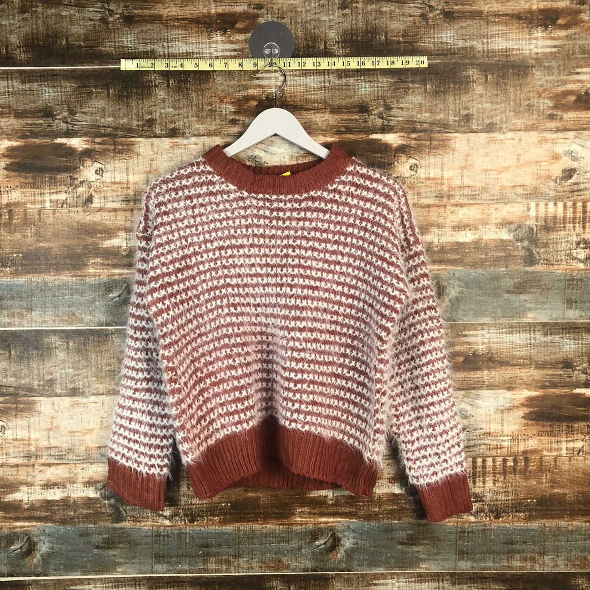 Homespun Knitwear DL Lips Red Mohair shaggy fur Knitwear #C322 Size S / US 4 / IT 40 - 1 Thumbnail