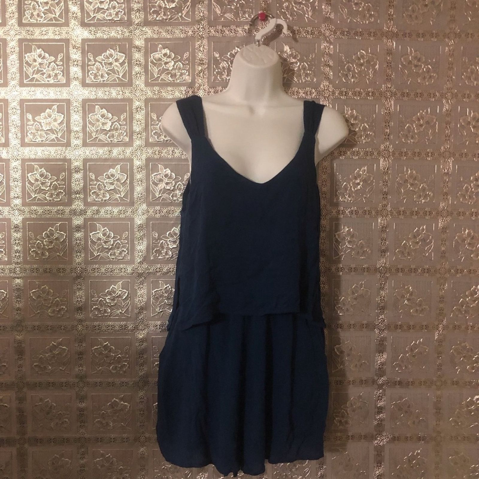 Other NWT Needlework Navy Blue V-Neck Romper Size 28" / US 6 / IT 42 - 4 Thumbnail