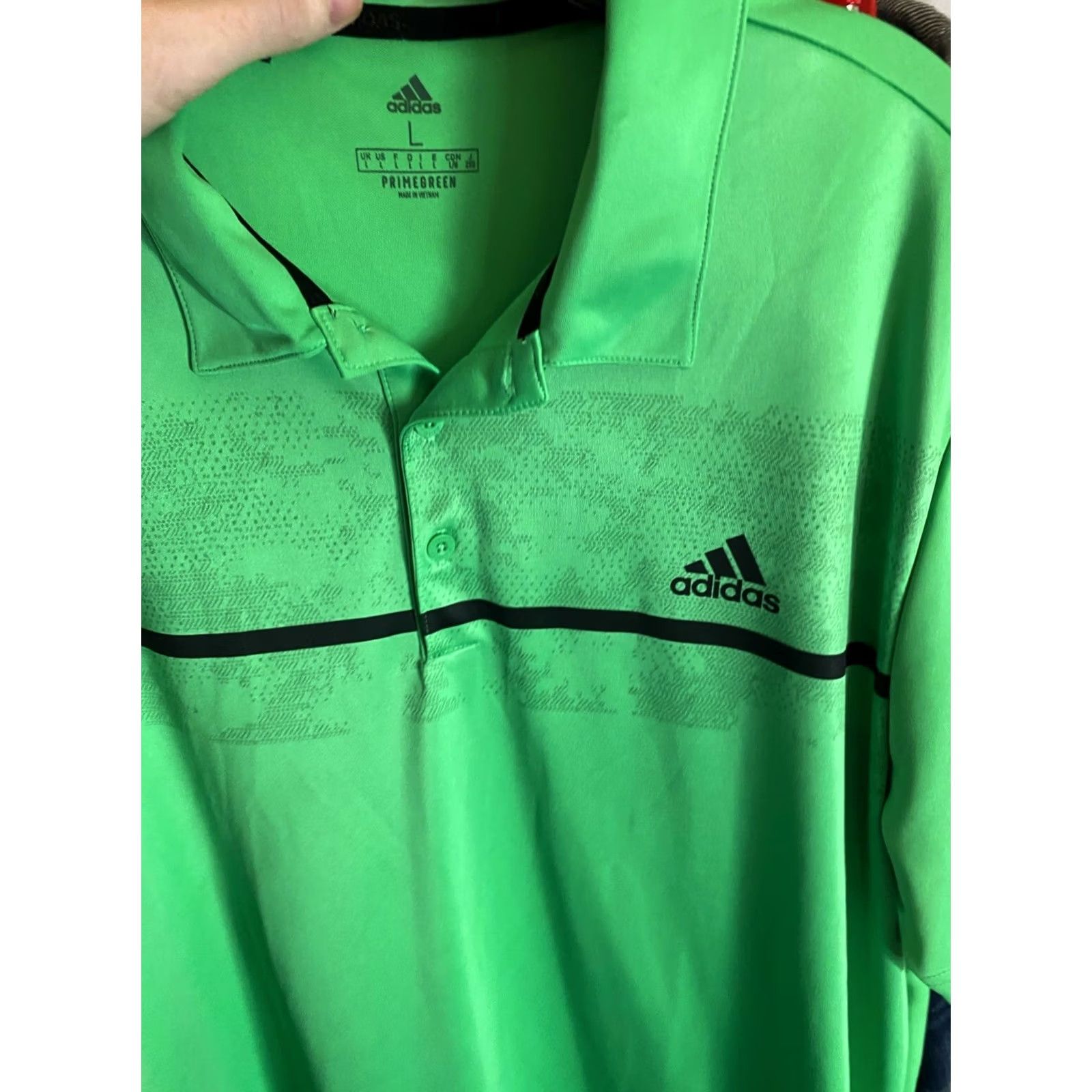 Adidas Adidas SHIRT Polo Large L Bright Green Contrast Poly SHIRT Mens Size US L / EU 52-54 / 3 - 7 Thumbnail