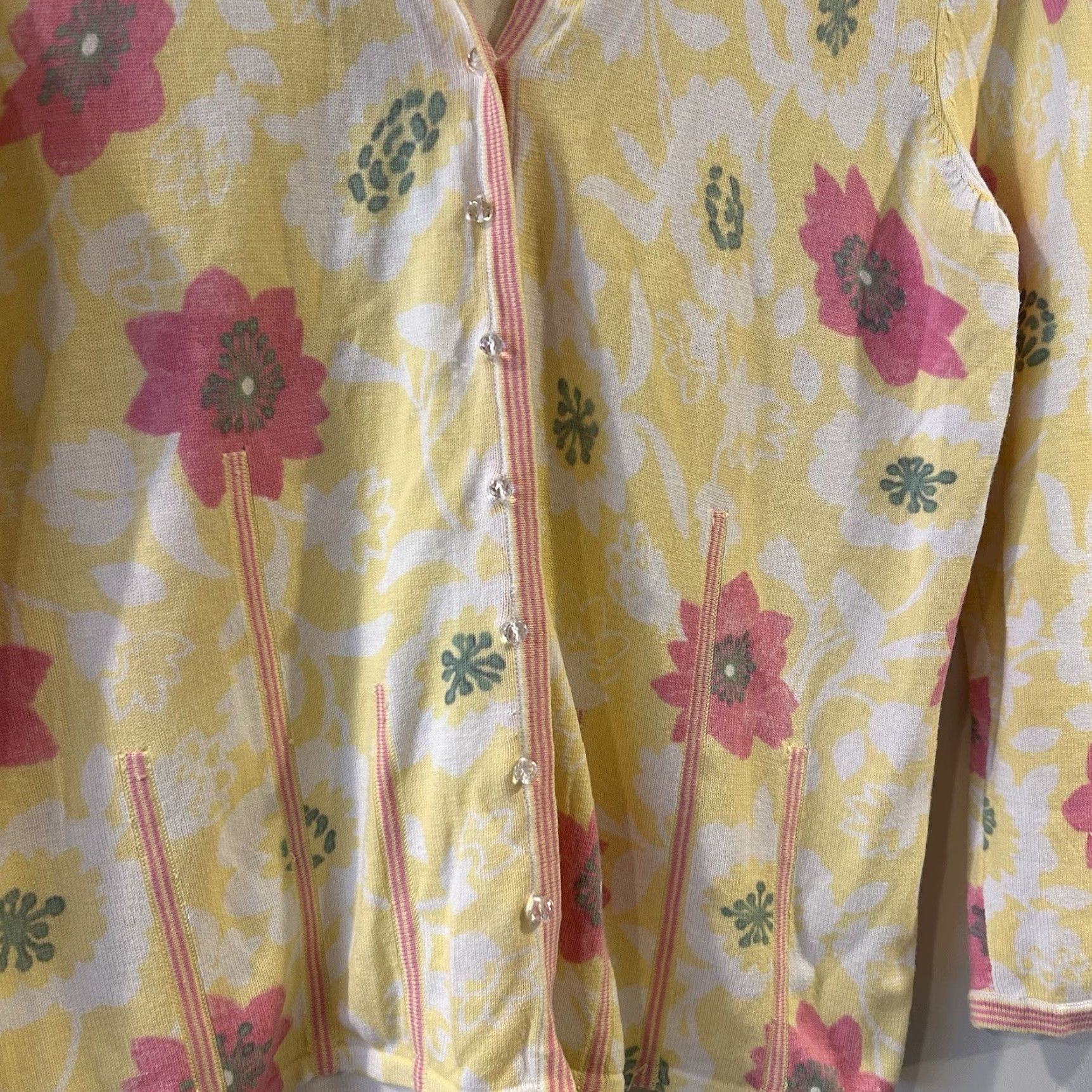 Vintage Sigrid Olsen Floral Crystal-Button Front Cardigan Sweater Women Sz S Spring Summer Fall Winter Cardigan Womens Size S / US 4 / IT 40 - 3 Thumbnail