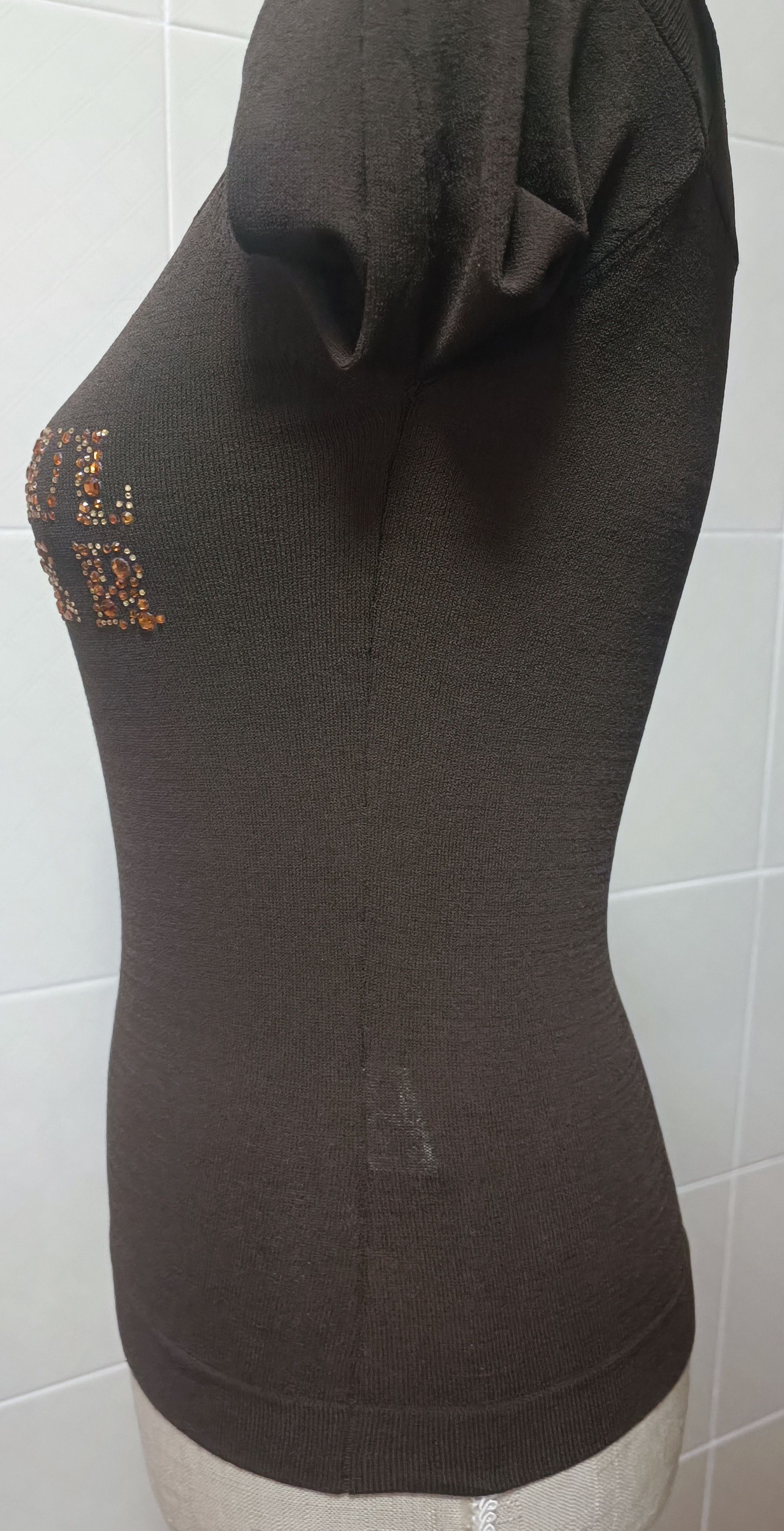 Jean Paul Gaultier Chocolate brown top with yellow and red rhinestones Size S / US 4 / IT 40 - 19 Thumbnail