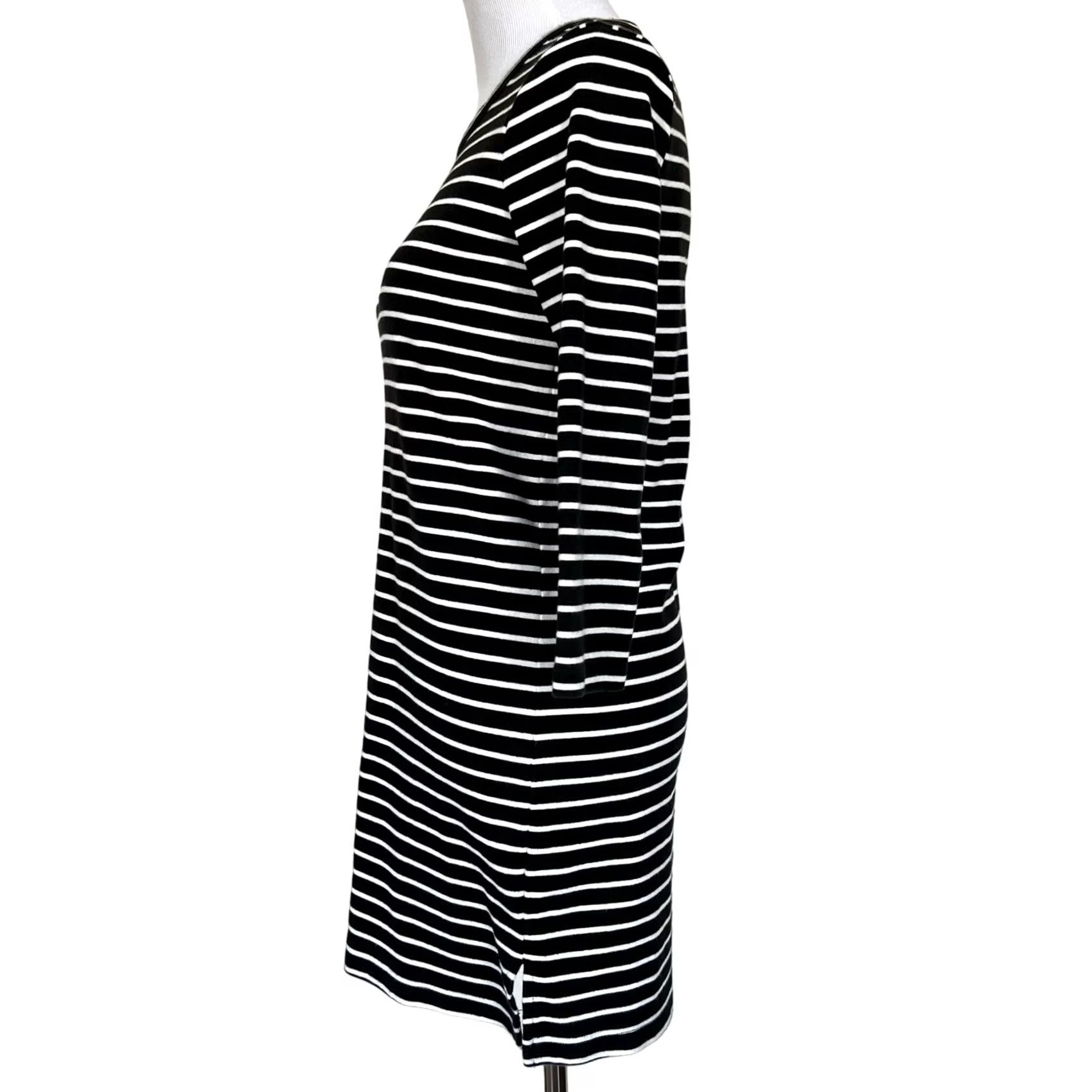 Madewell Madewell Dress Black White Striped Keyhole Back Long Sleeve G2852 Size S Casual Dress Women Shirt Dress Size S / US 4 / IT 40 - 3 Thumbnail