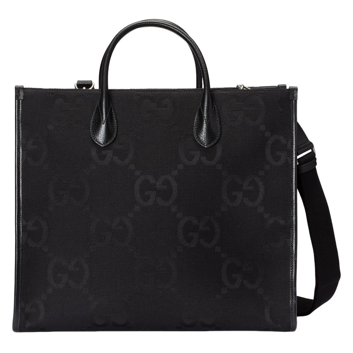 GUCCI $2490 Black Jumbo GG Canvas Tote Bag New & Authentic
