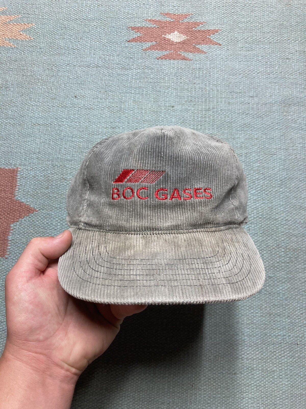 Vintage Vintage 90s SnapBack hat corduroy BOC gases embroidered Size ONE SIZE - 2 Thumbnail