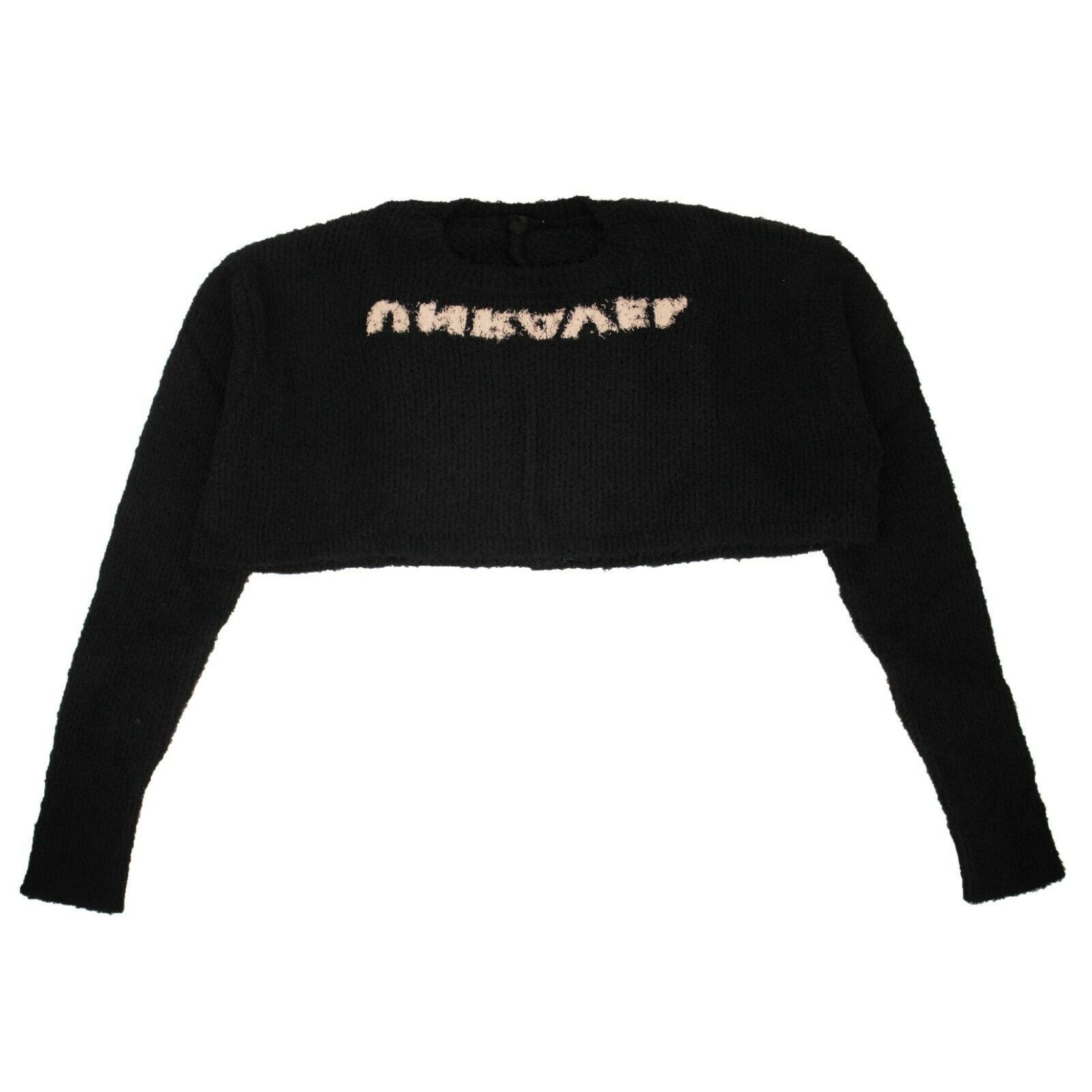 image of Unravel Project Black Cropped Crew Neck Sweater Size Xs, Women's