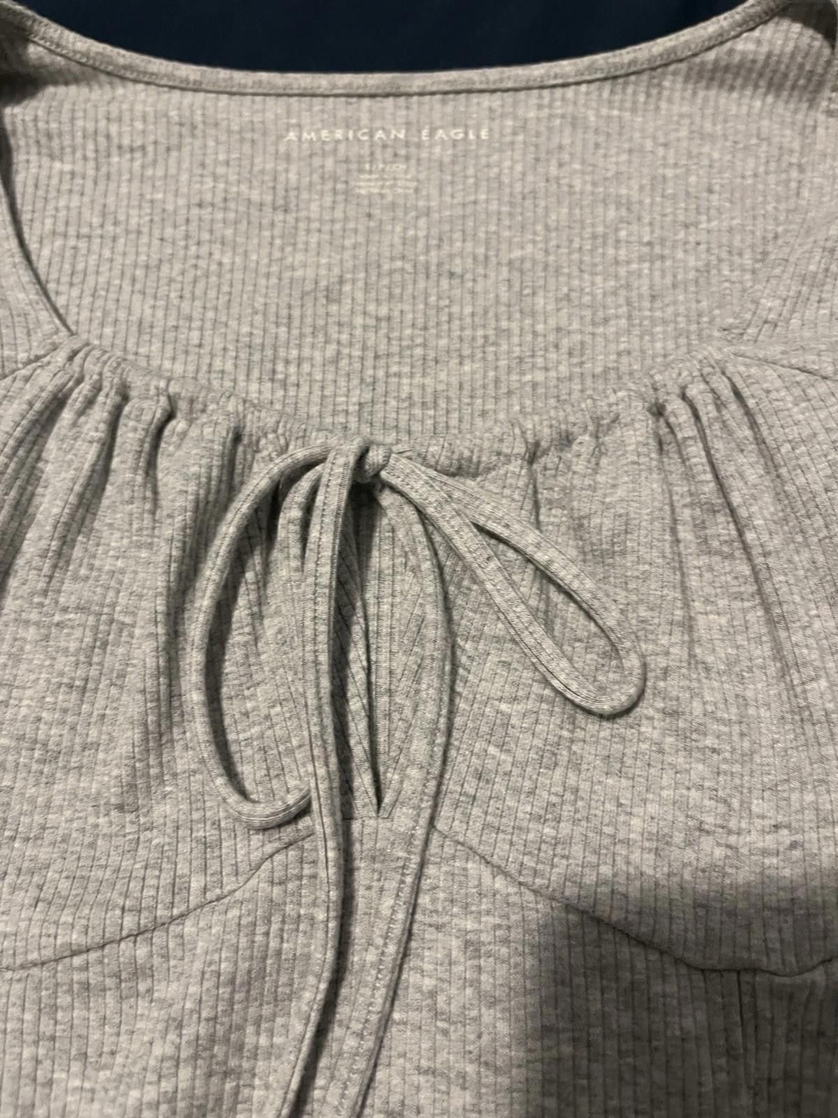 American Eagle Outfitters American Eagle Women's Grey Ribbed Long Sleeve Bodysuit Size S / US 4 / IT 40 - 4 Thumbnail