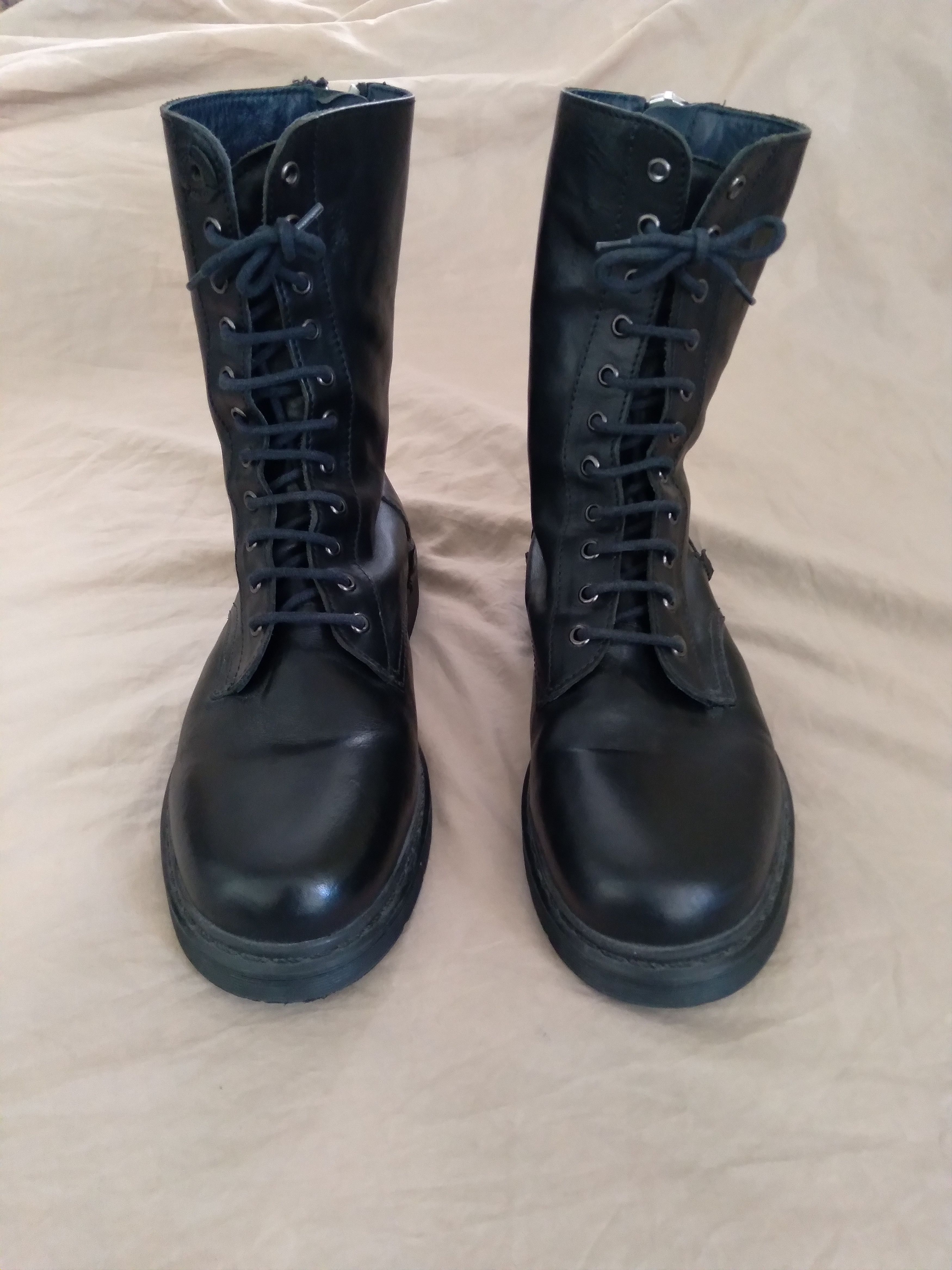 Diesel Black Gold Combat Boots Leather Black Italy size 43 10 US Size US 10 / EU 43 - 2 Thumbnail