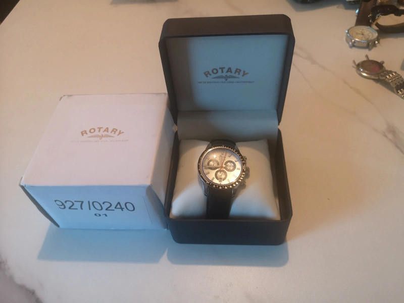 Designer Rotary men's white dial black leather strap watch Size ONE SIZE - 9 Thumbnail