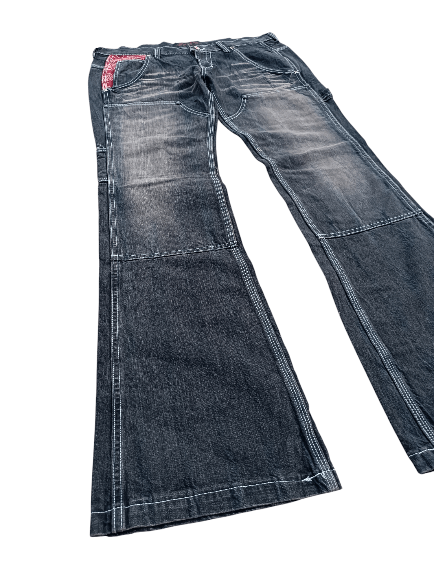 Japanese Brand RARE💥JAPANESE BRAND DENIM FLARE DISTRESED EMBROIDERY JEANS Size US 29 - 23 Thumbnail
