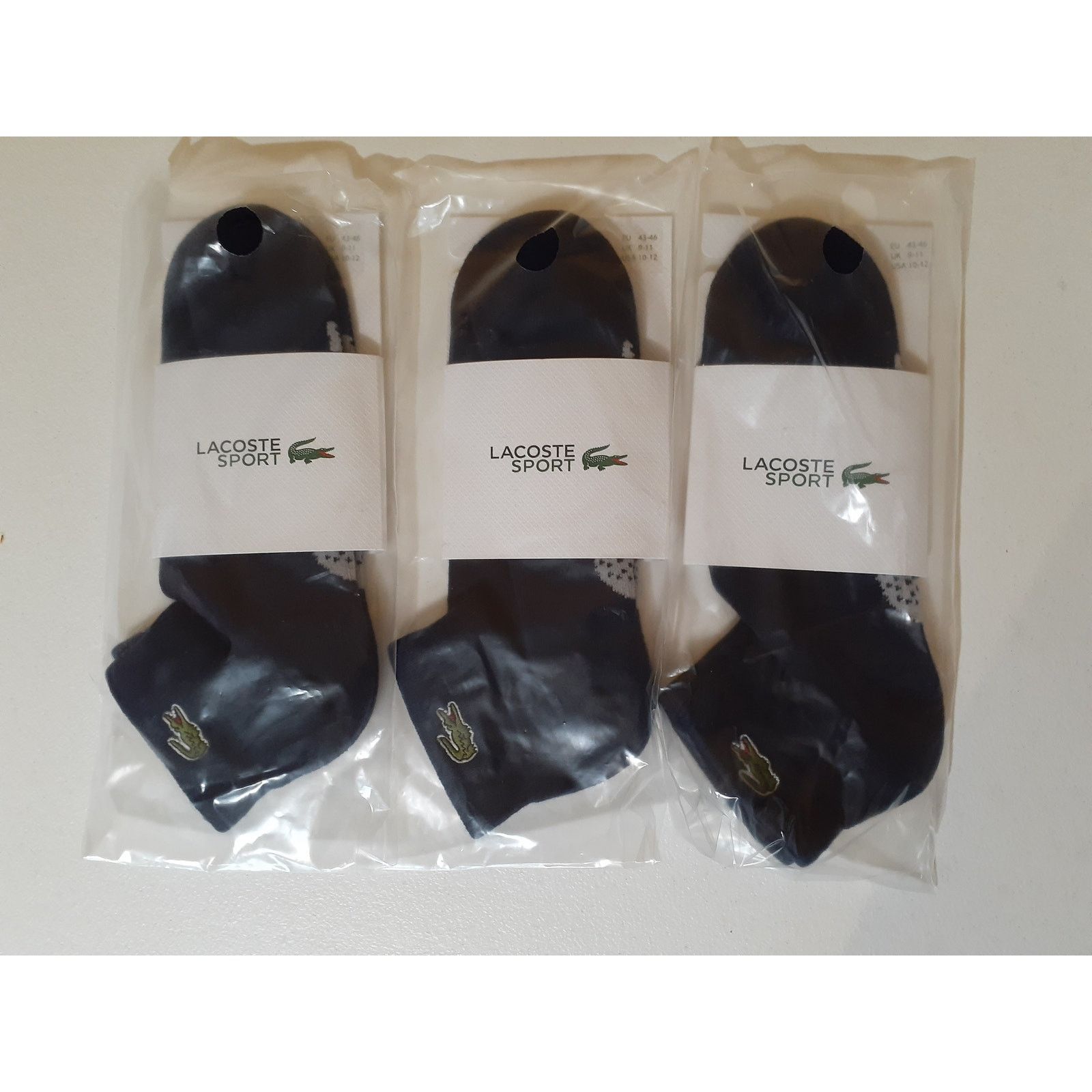 Lacoste Lacoste Unisex Short Cotton Sport Socks x 3 Navy 9.5-12.5 L Size ONE SIZE - 1 Thumbnail