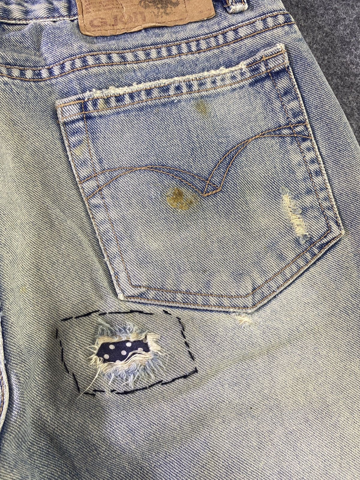 Japanese Brand × Jean G Jon Distressed Blue Wash Flare Denim - J945 Size 30" / US 8 / IT 44 - 17 Thumbnail