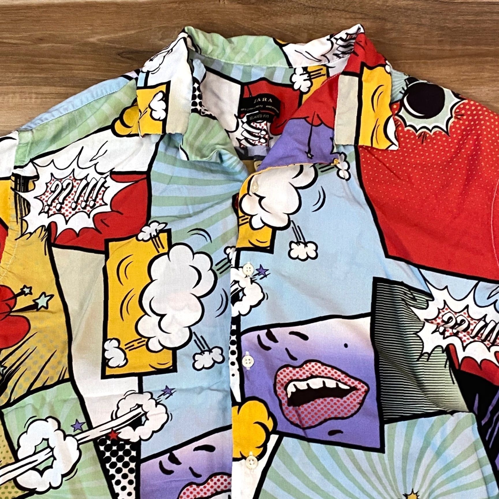 Zara ZARA Shirt Mens Large Short Sleeve Button Up Relaxed Fit Comic Pop Art Print Size US L / EU 52-54 / 3 - 2 Thumbnail