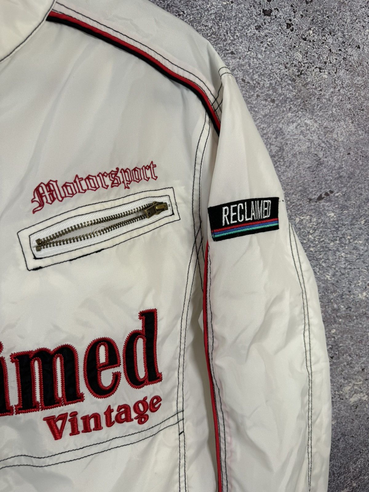 Vintage Reclaimed Vintage Biker Jacket Nylon White Men’s XS size Size US XS / EU 42 / 0 - 10 Thumbnail