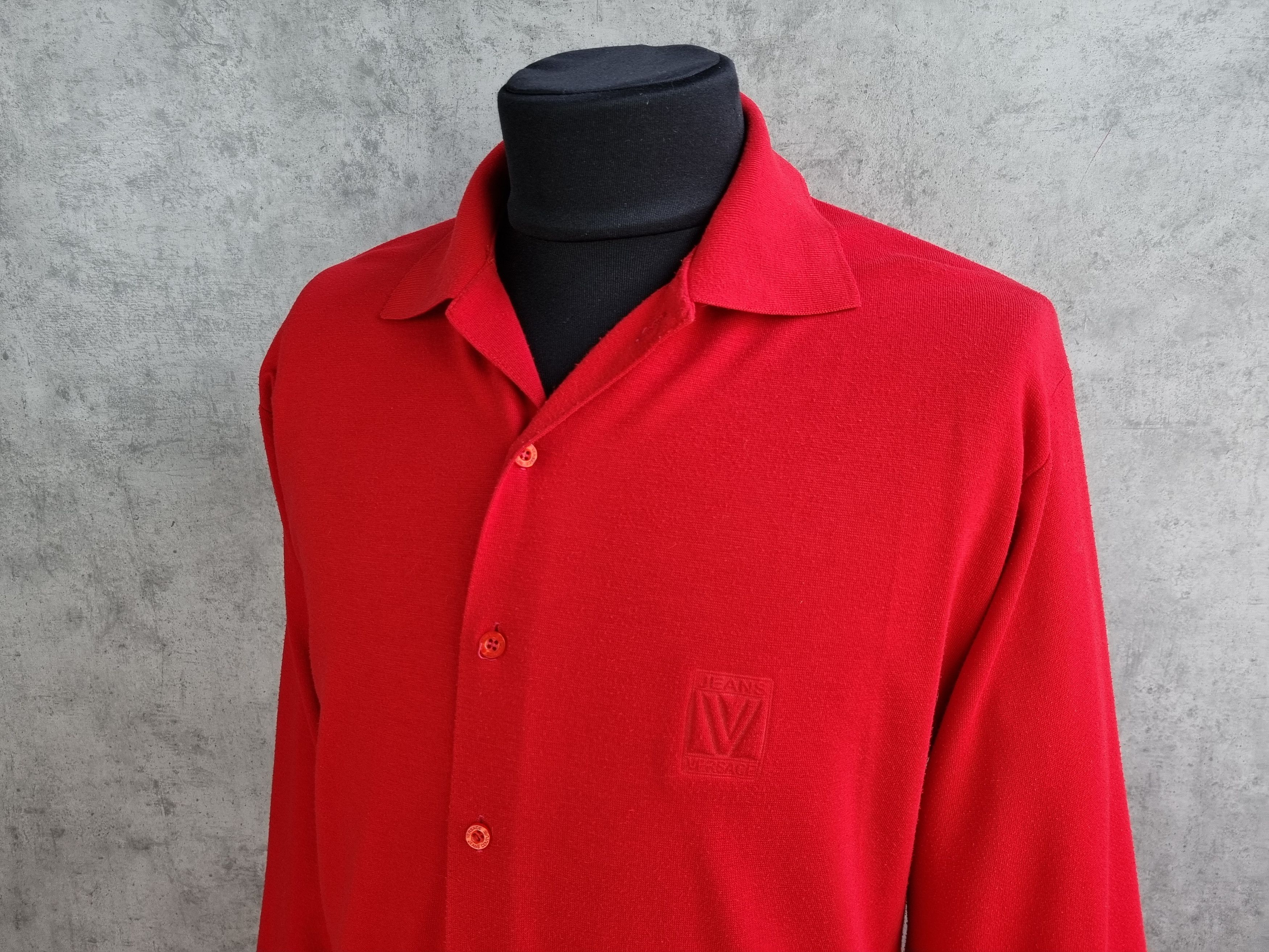 Gianni Valentino × Versace × Vintage Rare VERSACE Fluffy Comfy Collared Sweater Button Up Size US XL / EU 56 / 4 - 4 Thumbnail