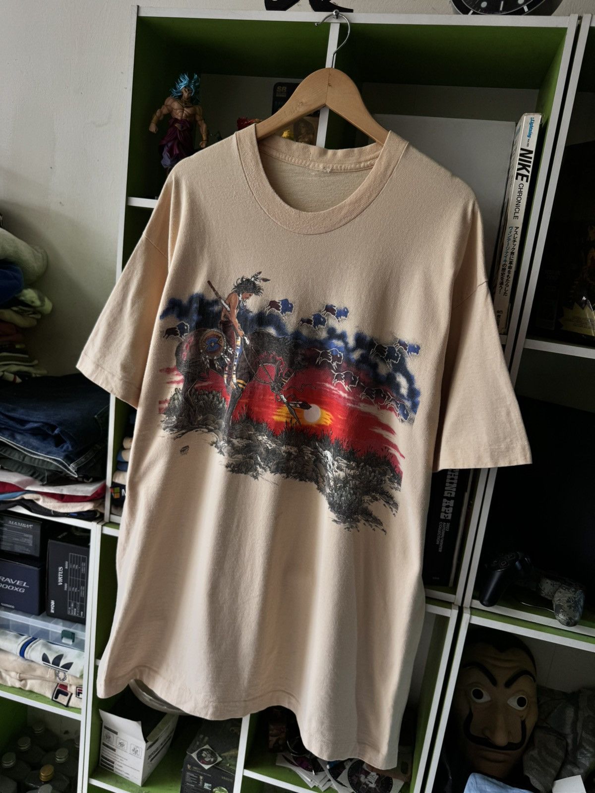 image of Vintage 90's Primitive Native Screen Tee in Cream, Men's (Size XL)