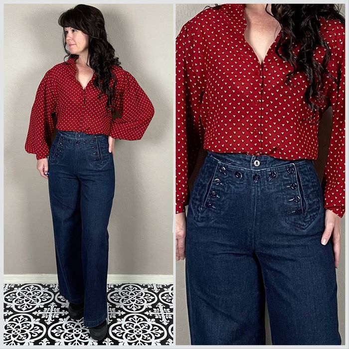 Ralph Lauren Vintage 1990s High Waisted Corset Back Wide Leg Sailor ...