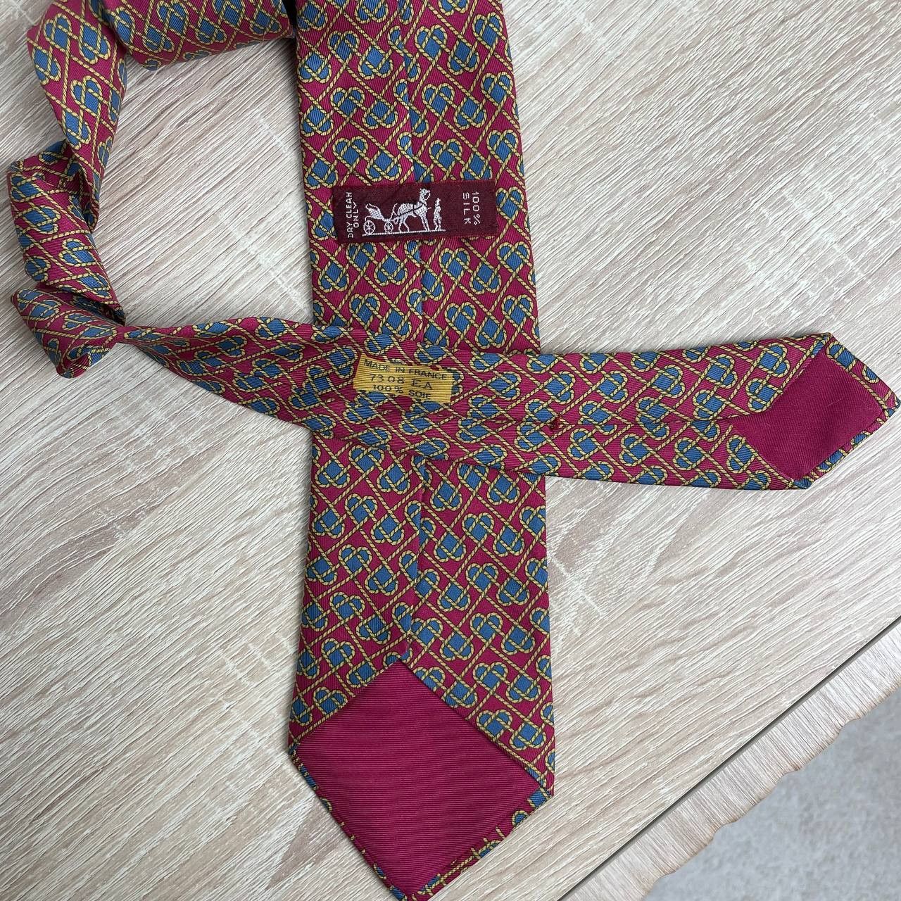 Hermes Hermes Paris Silk Tie 7308 EA Hearts Red Size ONE SIZE - 3 Thumbnail