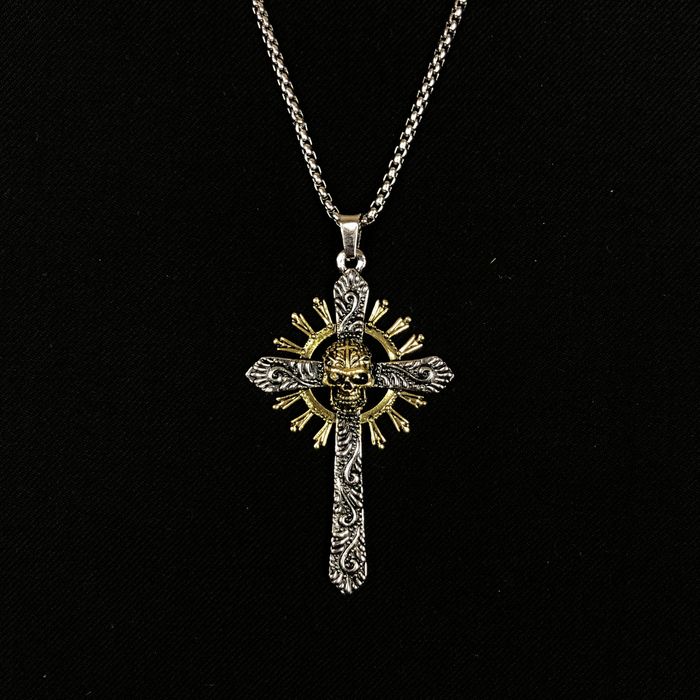 Chain Skull Cross Necklace Punk Chain Y2K Opium | Grailed
