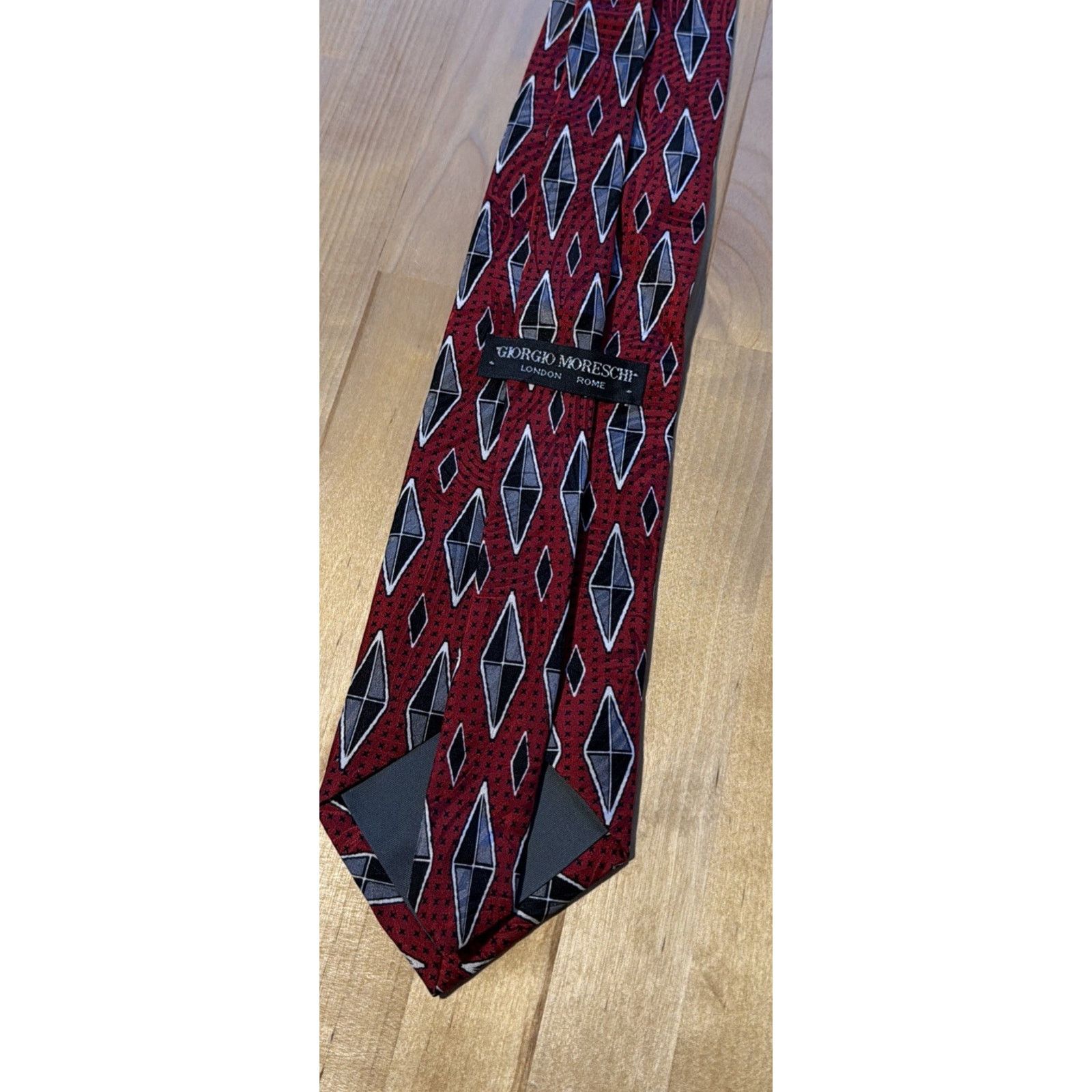 Moreschi Giorgio Moreschi London Red Gray Neck Tie 100% Silk Designer Size ONE SIZE - 3 Thumbnail