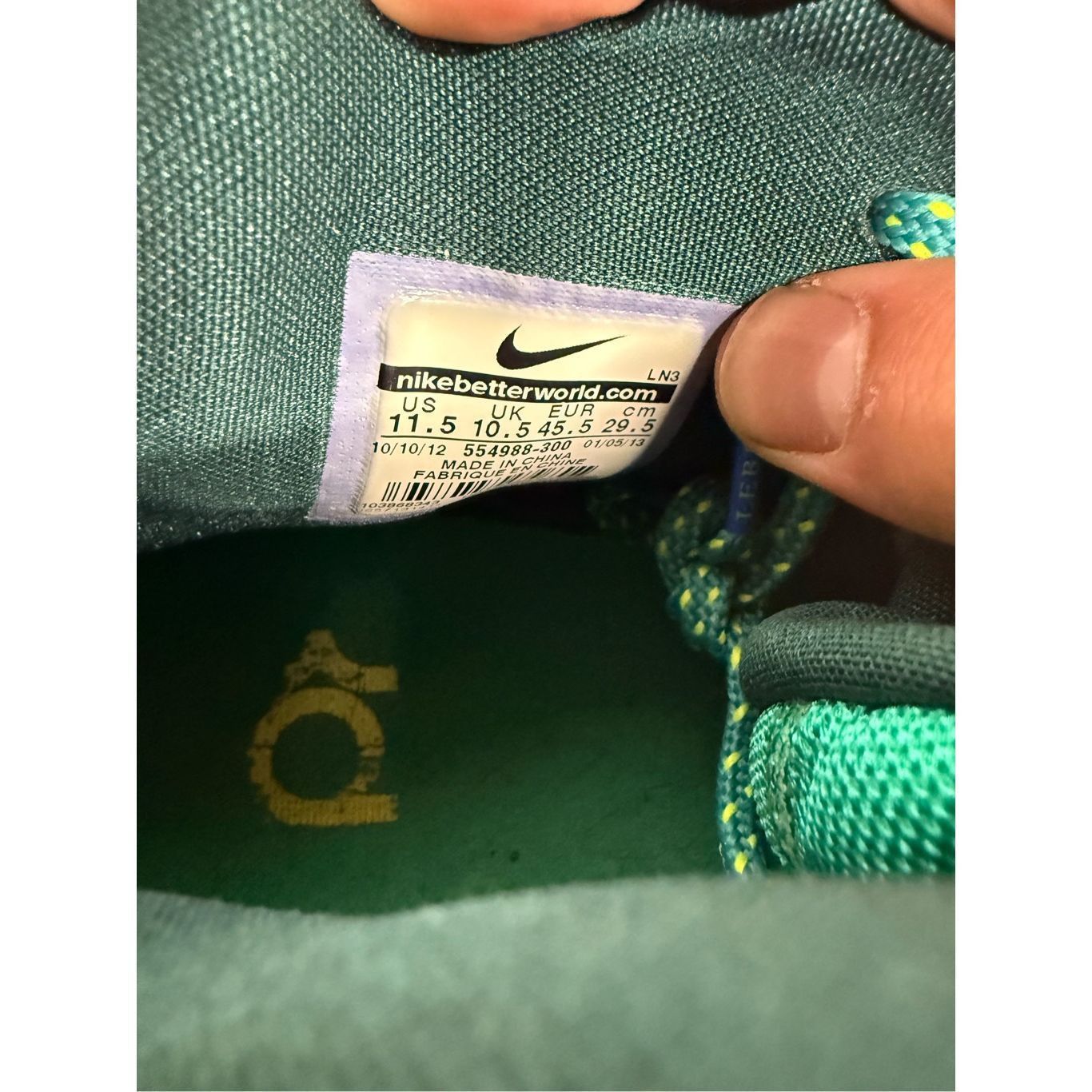 Nike Authentic Mens Nike Kevin Durant KD 5 Incredible Hulk Shoes Size US 11.5 / EU 44-45 - 8 Thumbnail