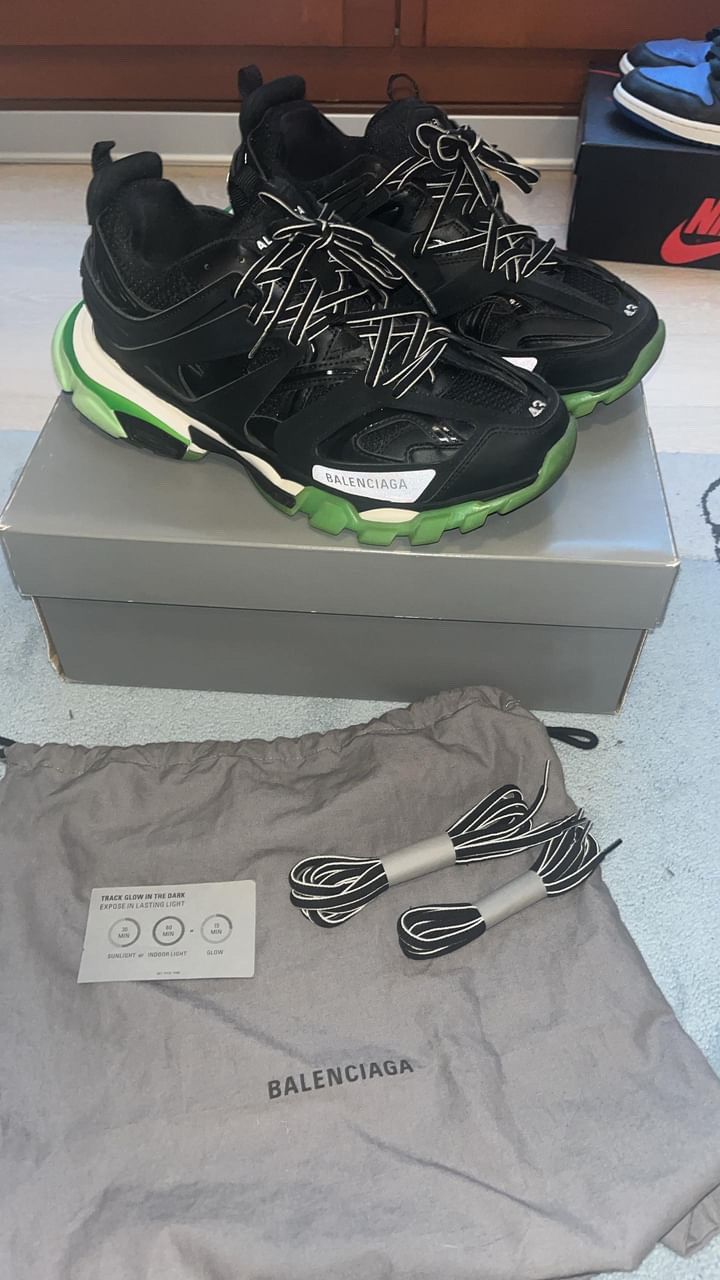 image of Balenciaga Track Black Glow In The Dark Shoes, Men's (Size 10)