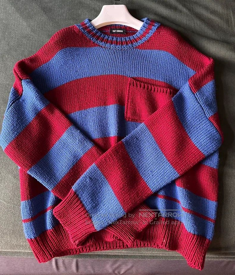 Raf Simons Red and Blue Layered Sweater