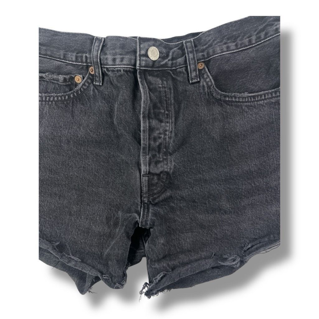 Agolde Agolde Black Distressed Jean Denim Cut Off Shorts Size 29 Size 29" - 3 Thumbnail