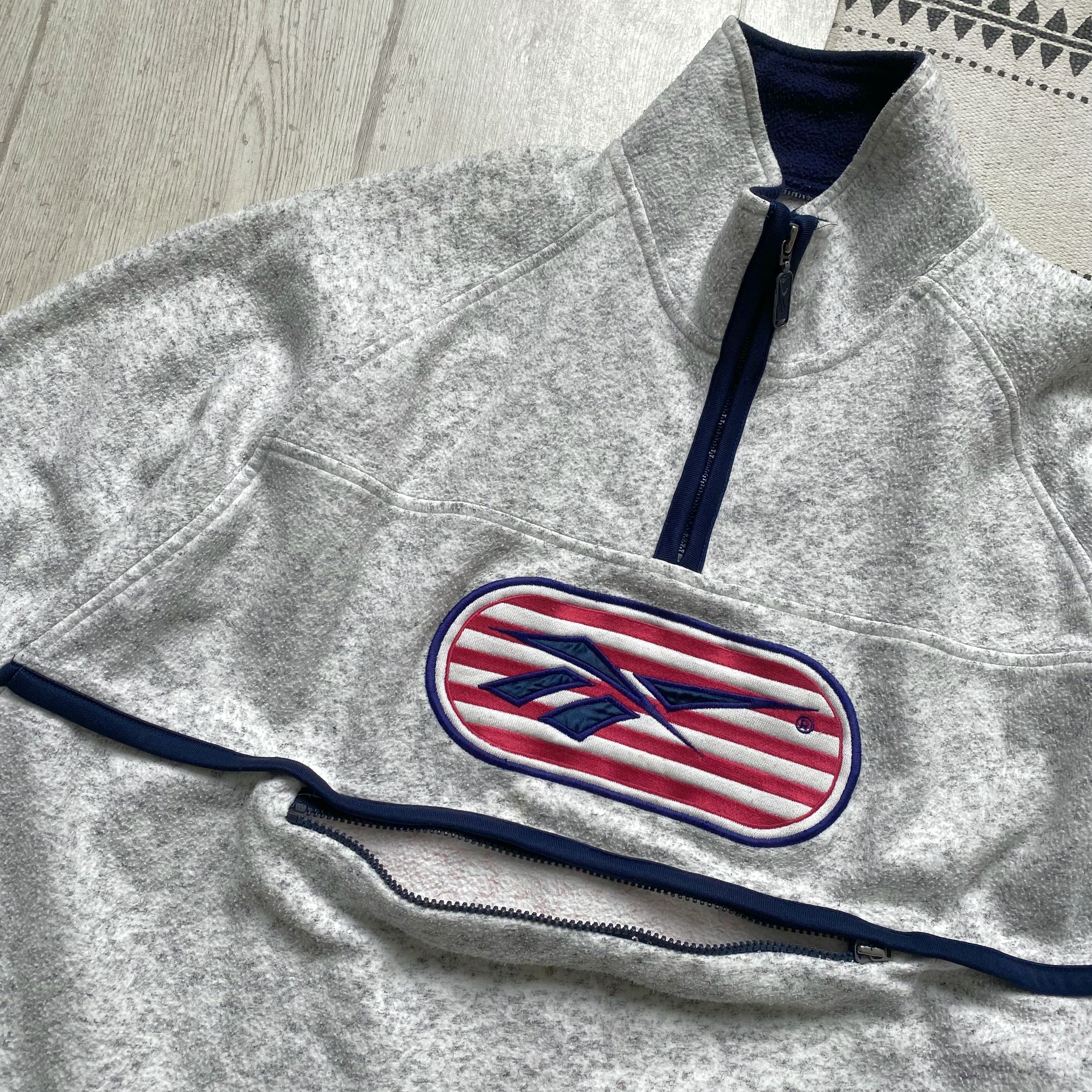 Reebok Vintage 80-90s Reebok Fleece Sweater Centr Logo Anorak Size US XL / EU 56 / 4 - 7 Thumbnail