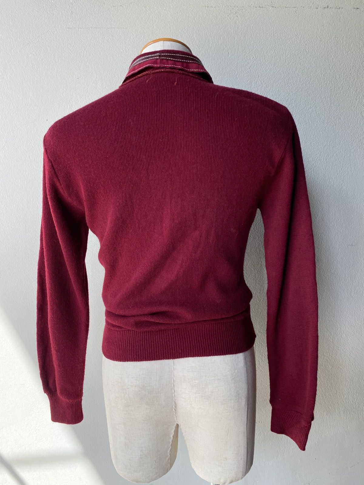 Vintage VIRGIN ORLON ACRYLIC Red Silk Shirt with Brown Leather Trim Size US S / EU 44-46 / 1 - 8 Thumbnail