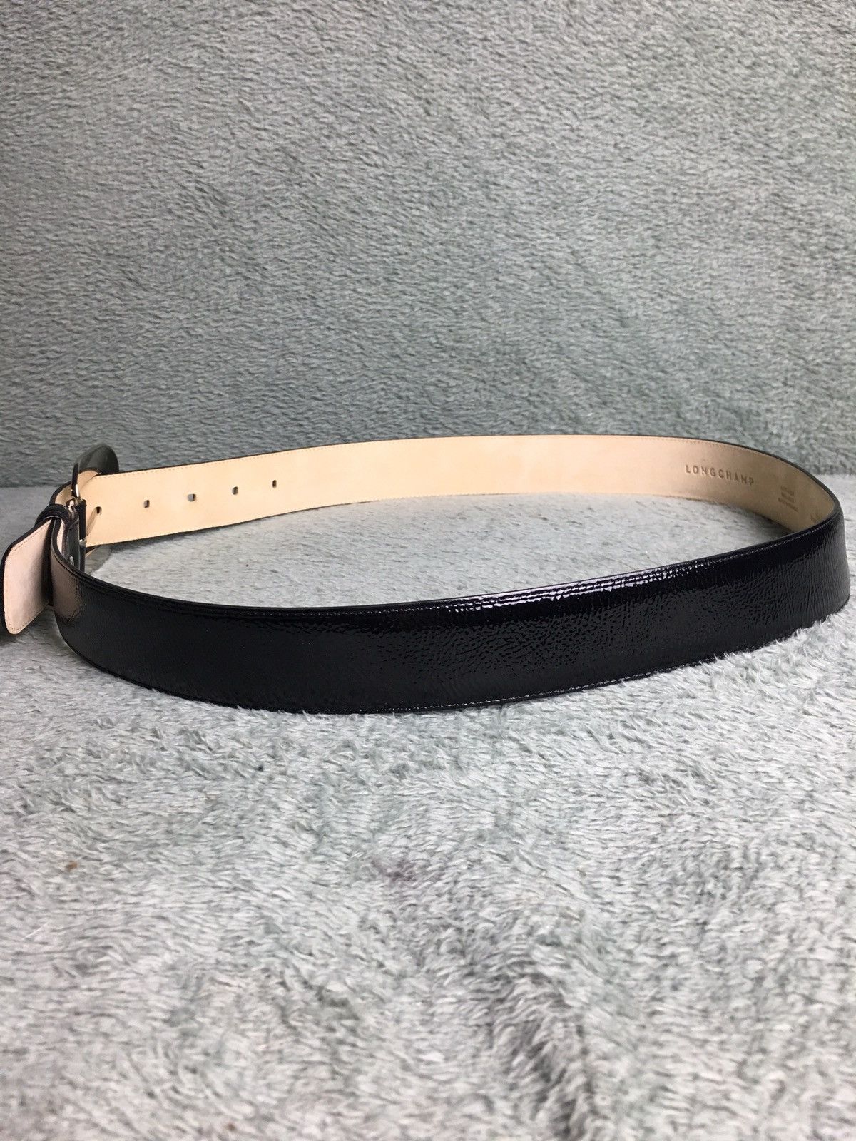 Longchamp LONGCHAMP Black Patent Leather Belt Designer France Size ONE SIZE - 8 Thumbnail