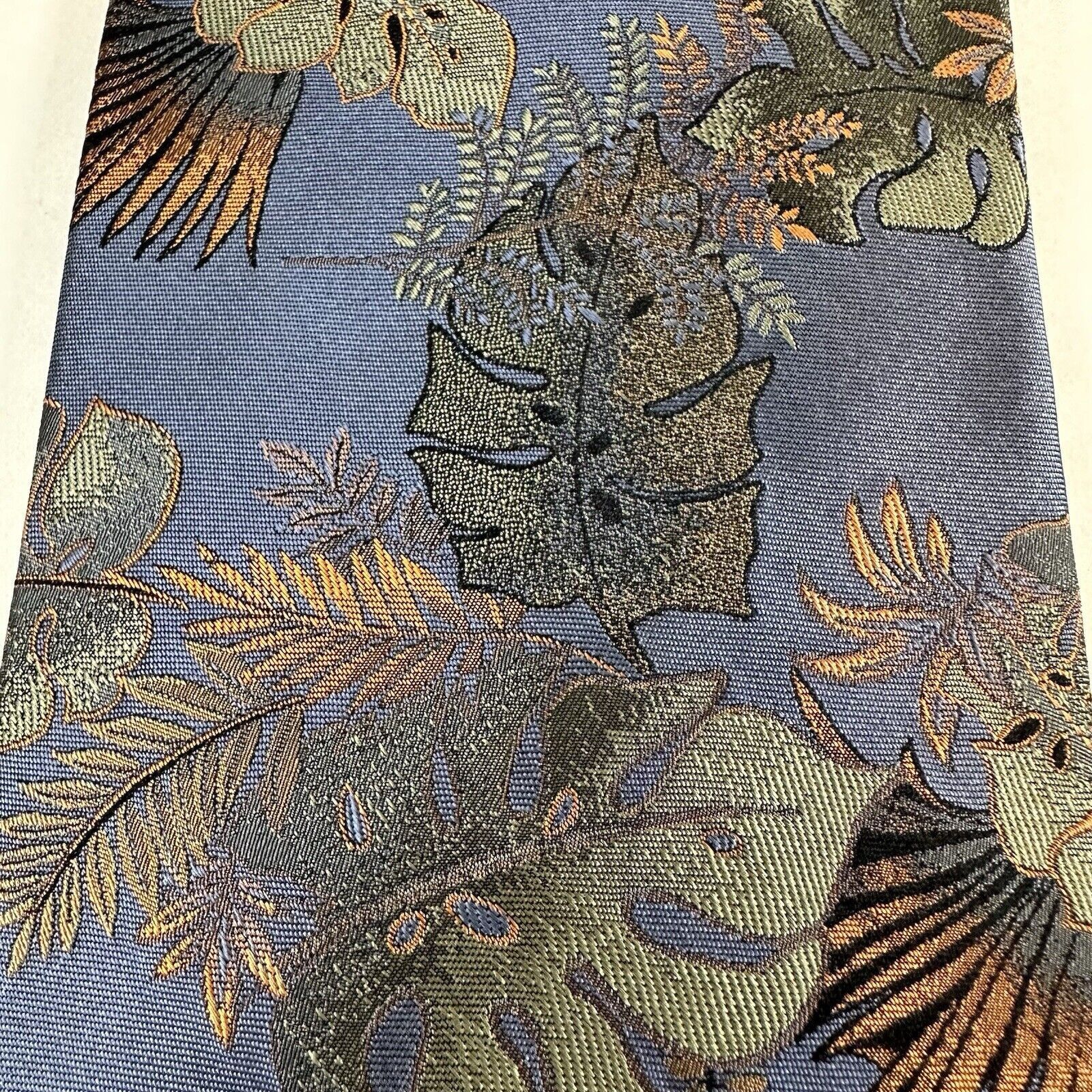 Other Tropicals by Tango Tie Handmade Silk Blue w/Green/Leaves Size ONE SIZE - 7 Thumbnail