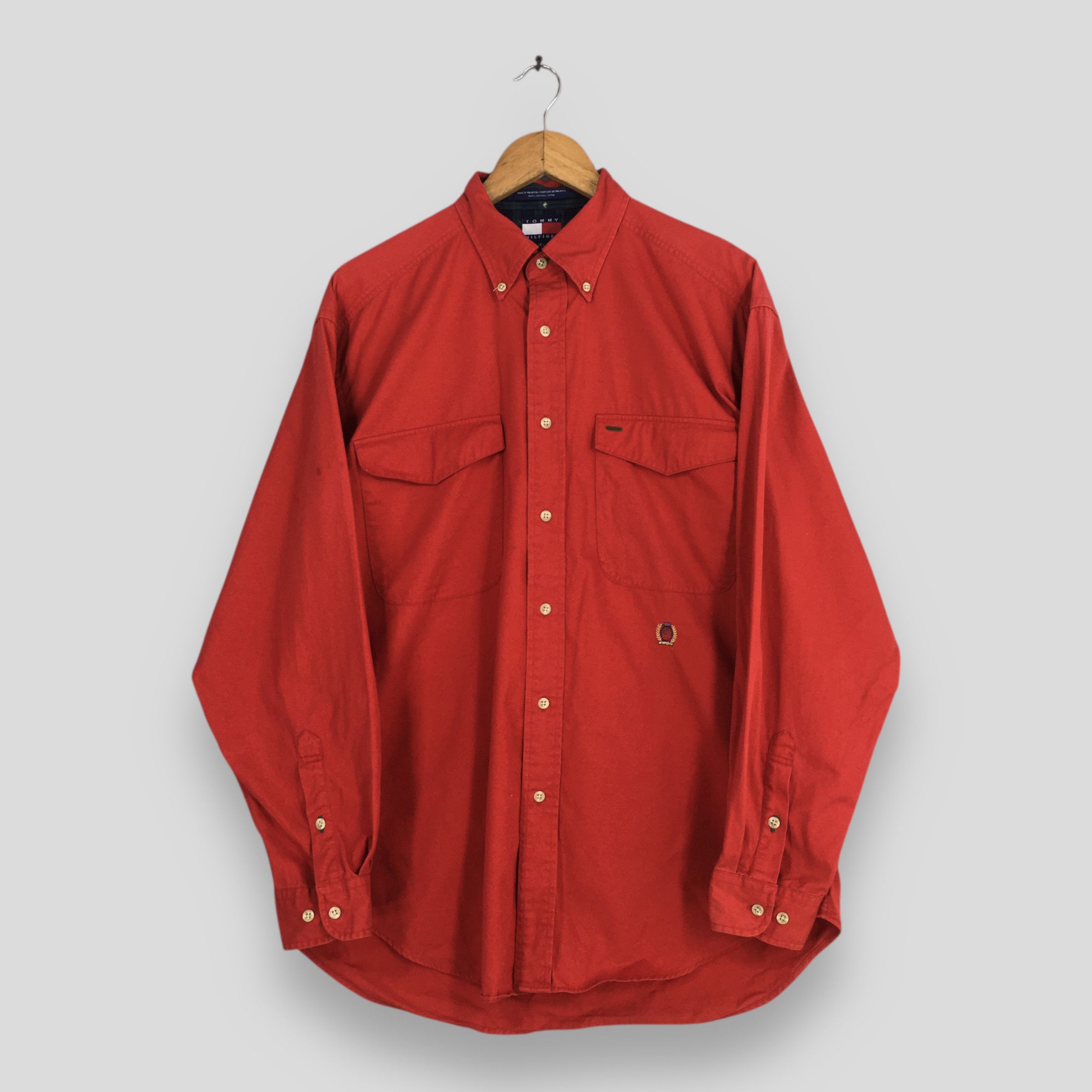 Tommy Hilfiger Vintage 90s Tommy Hilfiger Plain Red Casual Oxfords Medium Size US M / EU 48-50 / 2 - 1 Thumbnail