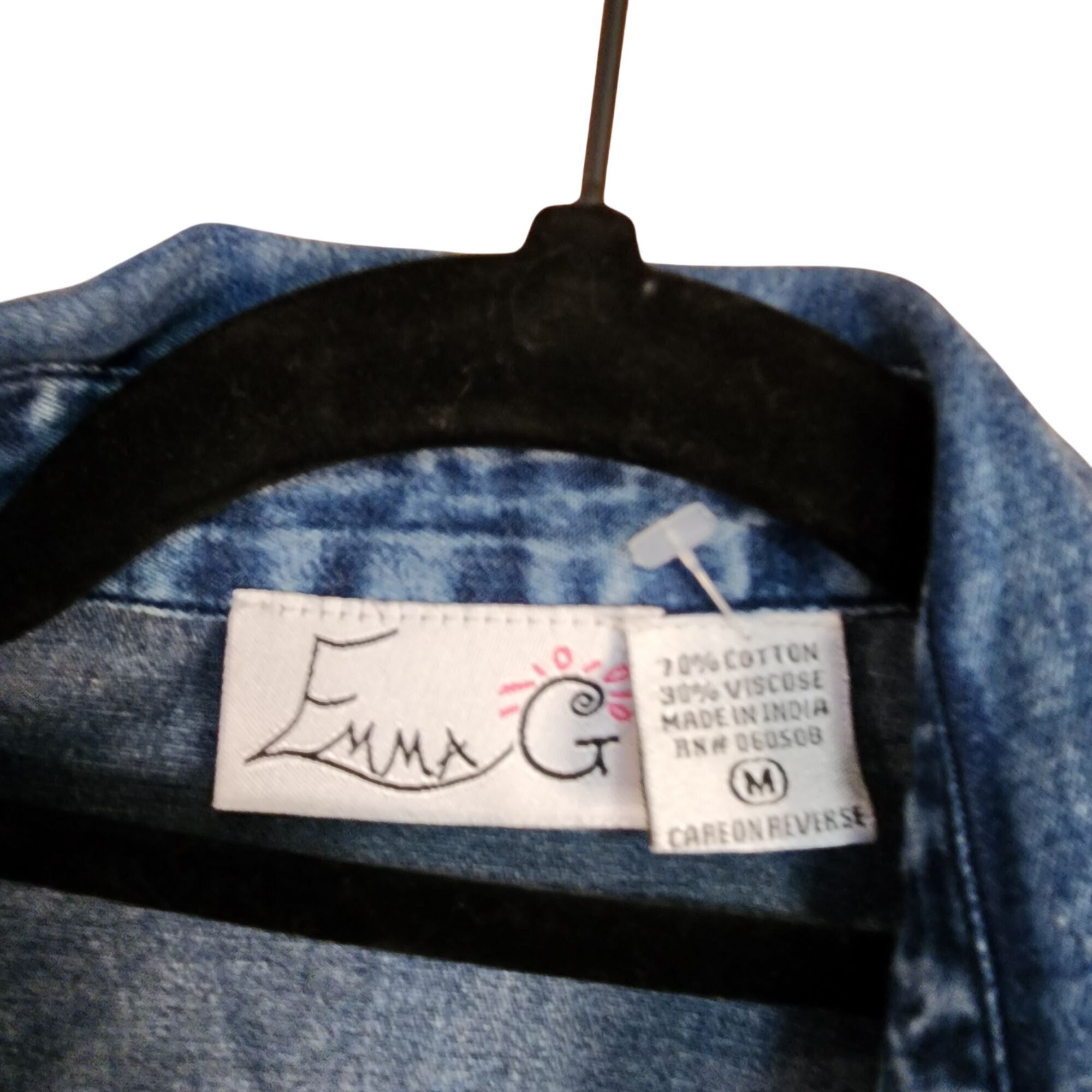 Other Emma G Denim Jean Shirt Dress Faux Quit inspired back Womens Size M / US 6-8 / IT 42-44 - 3 Thumbnail