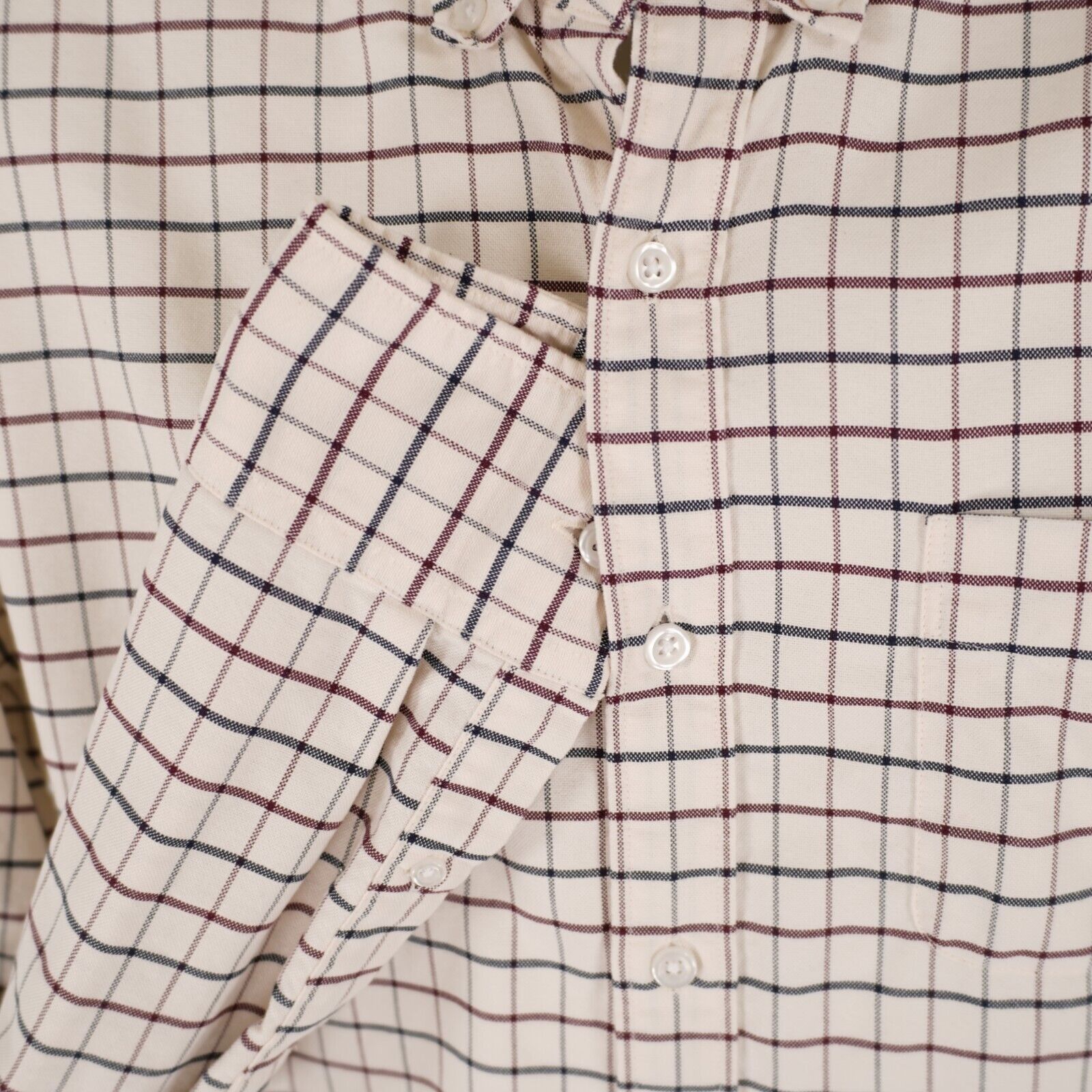 J.Crew J. Crew Flex Oxford Flannel Cotton Slim Cream Blue Red Check Size US L / EU 52-54 / 3 - 3 Thumbnail