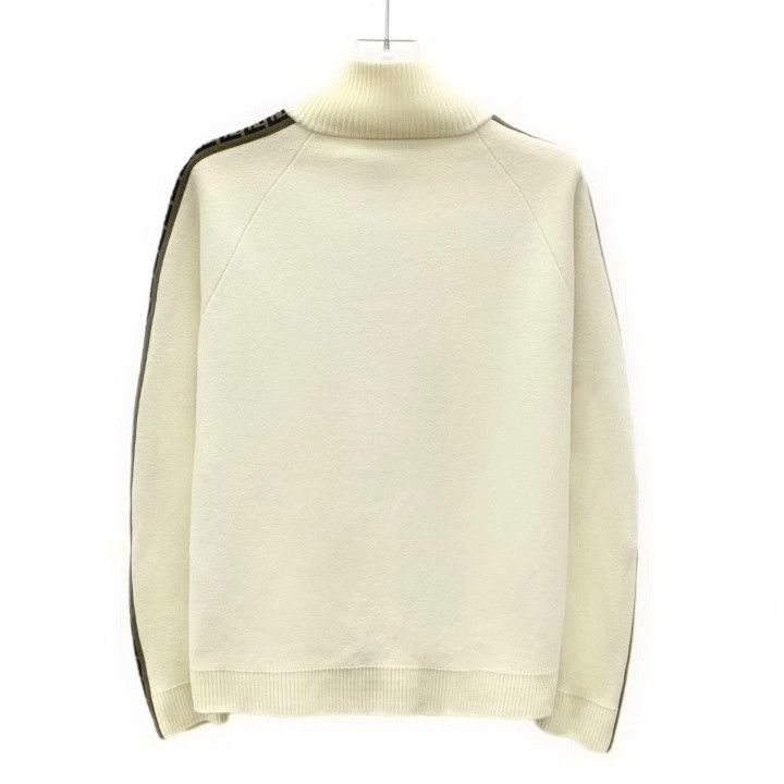 Fendi Fendi Beige Side Logo Wool Zip Knit Coat Size US L / EU 52-54 / 3 - 2 Thumbnail