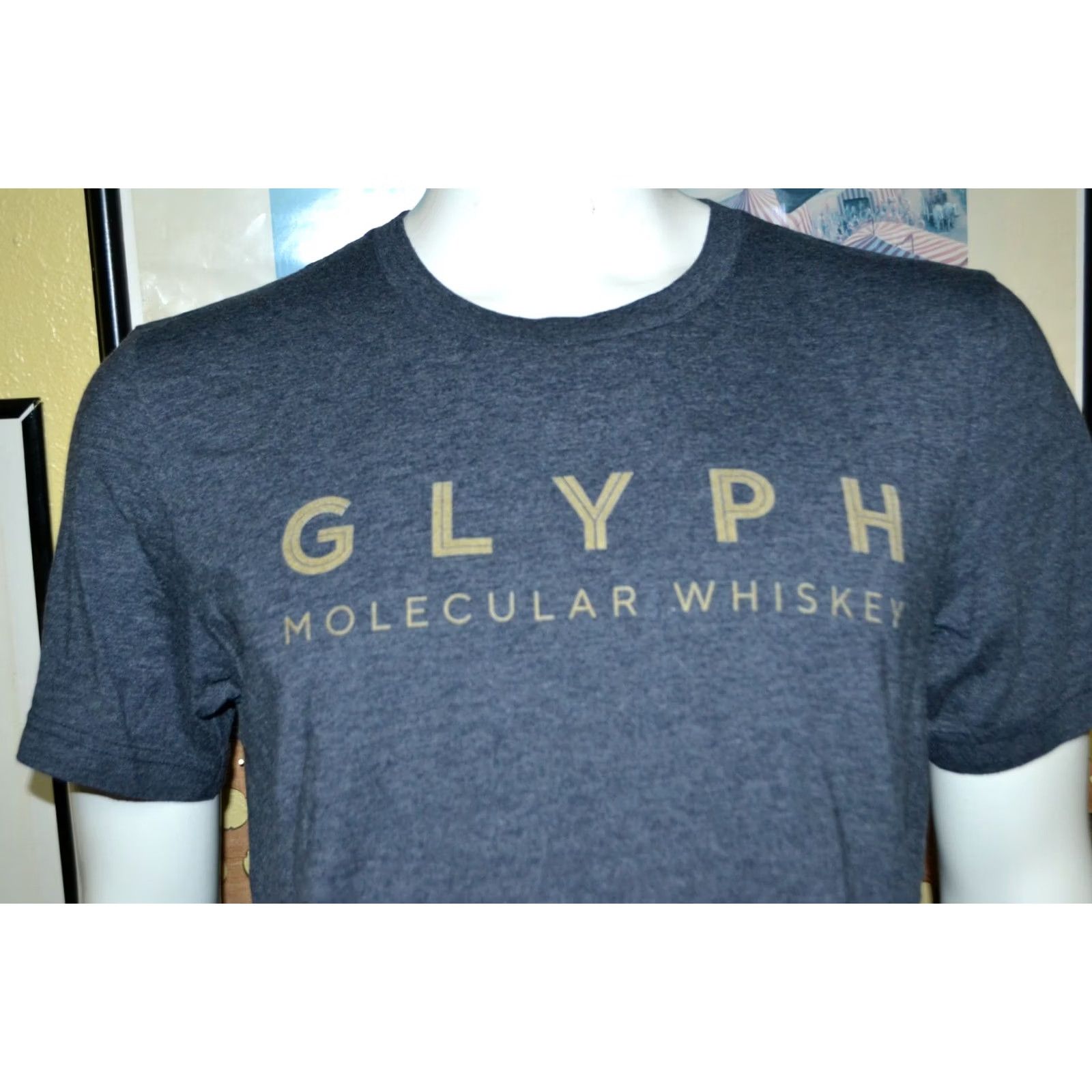 Vintage GLYPH American Bourbon Whiskey Detroit MI Shirt Large T Gray/Blue Nice Size US L / EU 52-54 / 3 - 2 Thumbnail