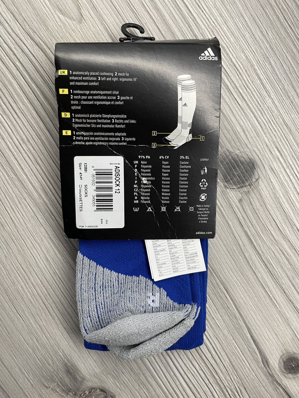 Vintage Adidas ADISOCK 12 Soccer Socks – Blue/White X20991 Size 44 - 3 Thumbnail