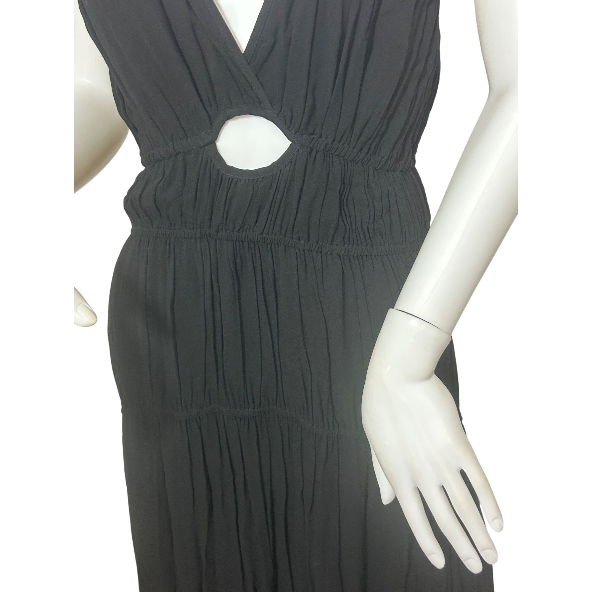 Young Fabulous & Broke YFB Dress M Black Maxi Tiered Ruched Straps Party Cocktail V Size M / US 6-8 / IT 42-44 - 10 Thumbnail
