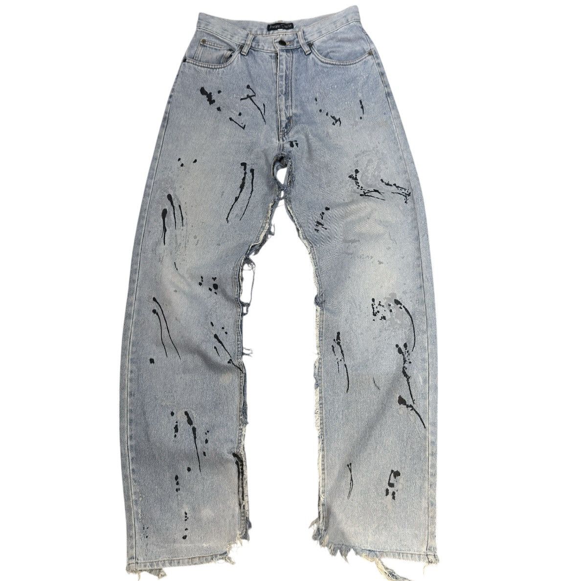 Hysteric Glamour Vintage 90s Japanese Crazy Distressed Splash Paint Denim Y2K Size US 29 - 1 Thumbnail