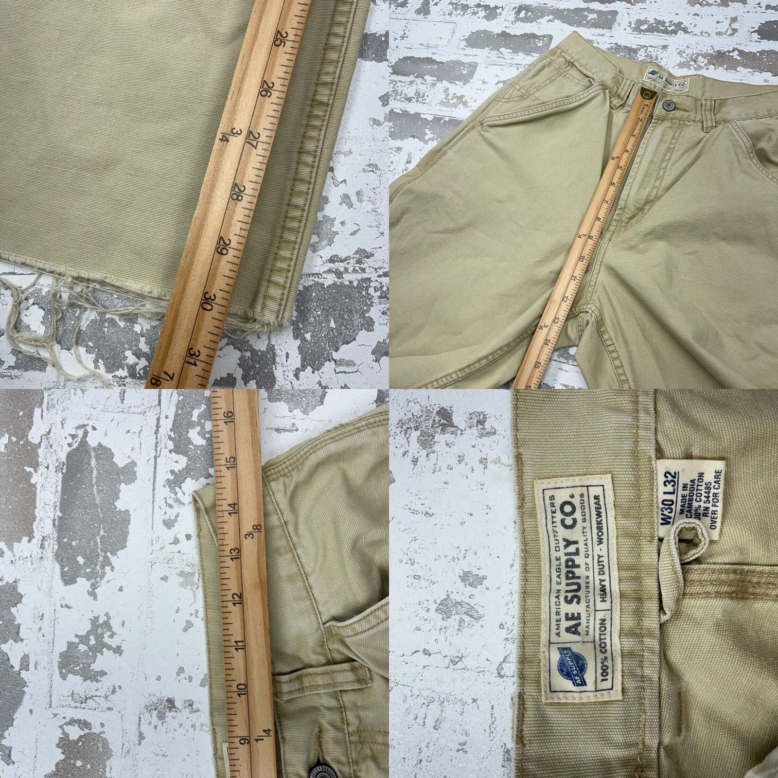 American Eagle Outfitters VINTAGE American Eagle Jeans Mens 30x32 Loose Baggy Wide Leg Y2K Cyber Skate AEO Jeans Beige Cotton 5-Pocket Mens Size US 30 / EU 46 - 8 Thumbnail