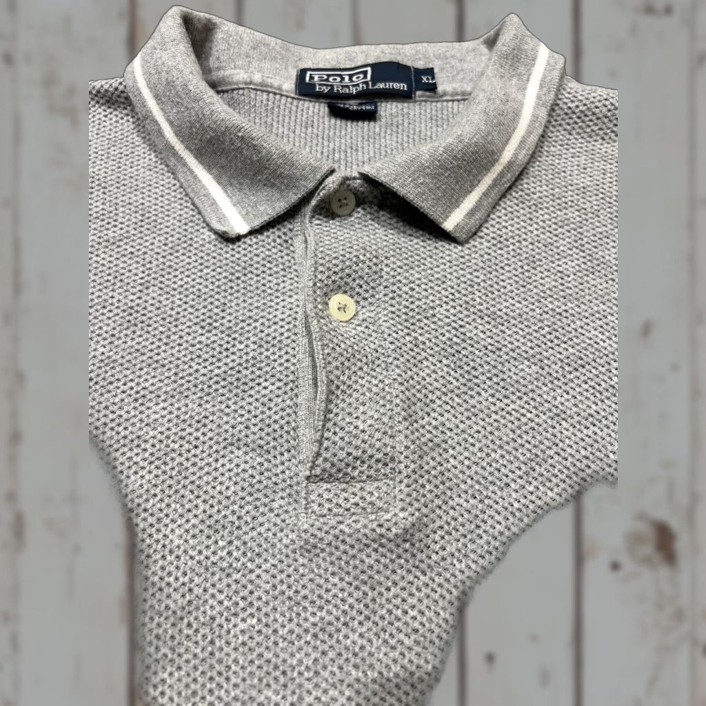 Ralph Lauren VINTAGE Ralph Lauren Polo Shirt Men's XL Short Sleeve Gray Knit All Seasons Waffle Pony Size US XL / EU 56 / 4 - 1 Thumbnail