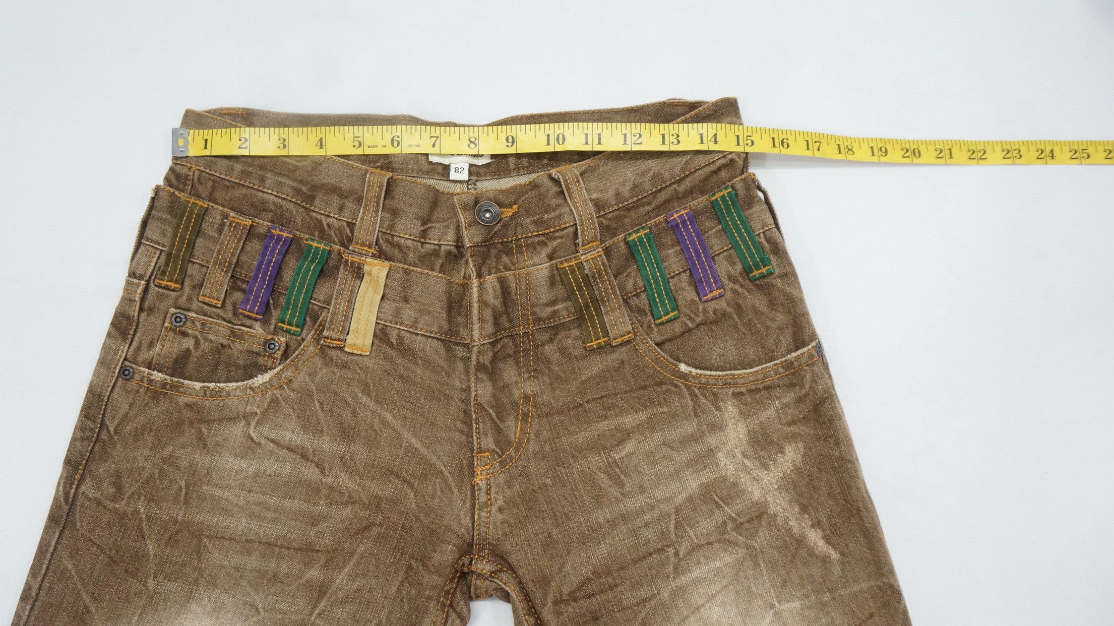 Japanese Brand NYLAUS Double Waist Brown Jeans Size US 30 / EU 46 - 9 Thumbnail