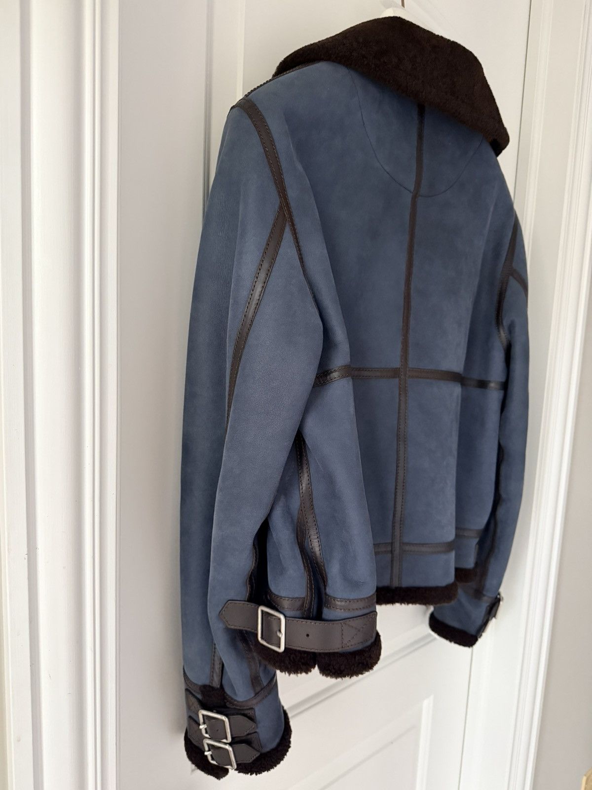 Loewe Loewe Blue Leather Brown Shearling Jacket Size US L / EU 52-54 / 3 - 16 Thumbnail