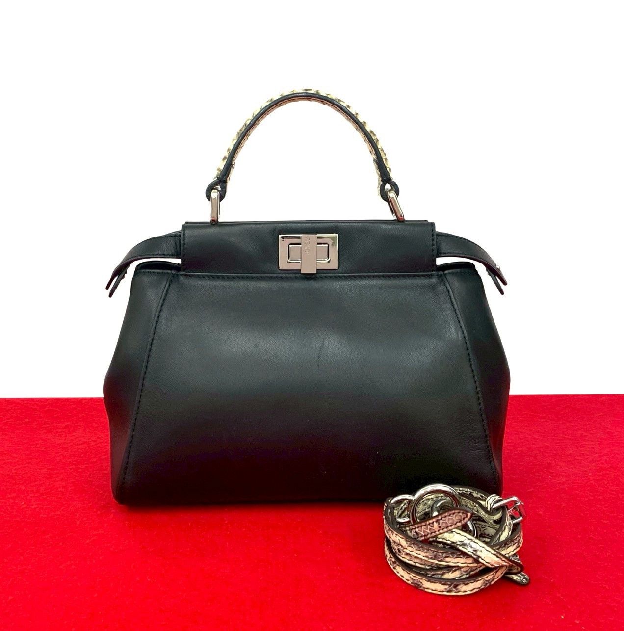 Fendi Fendi Peekaboo Python Leather 2way Bag Leather Shoulder Bag DUTY FREE for USA